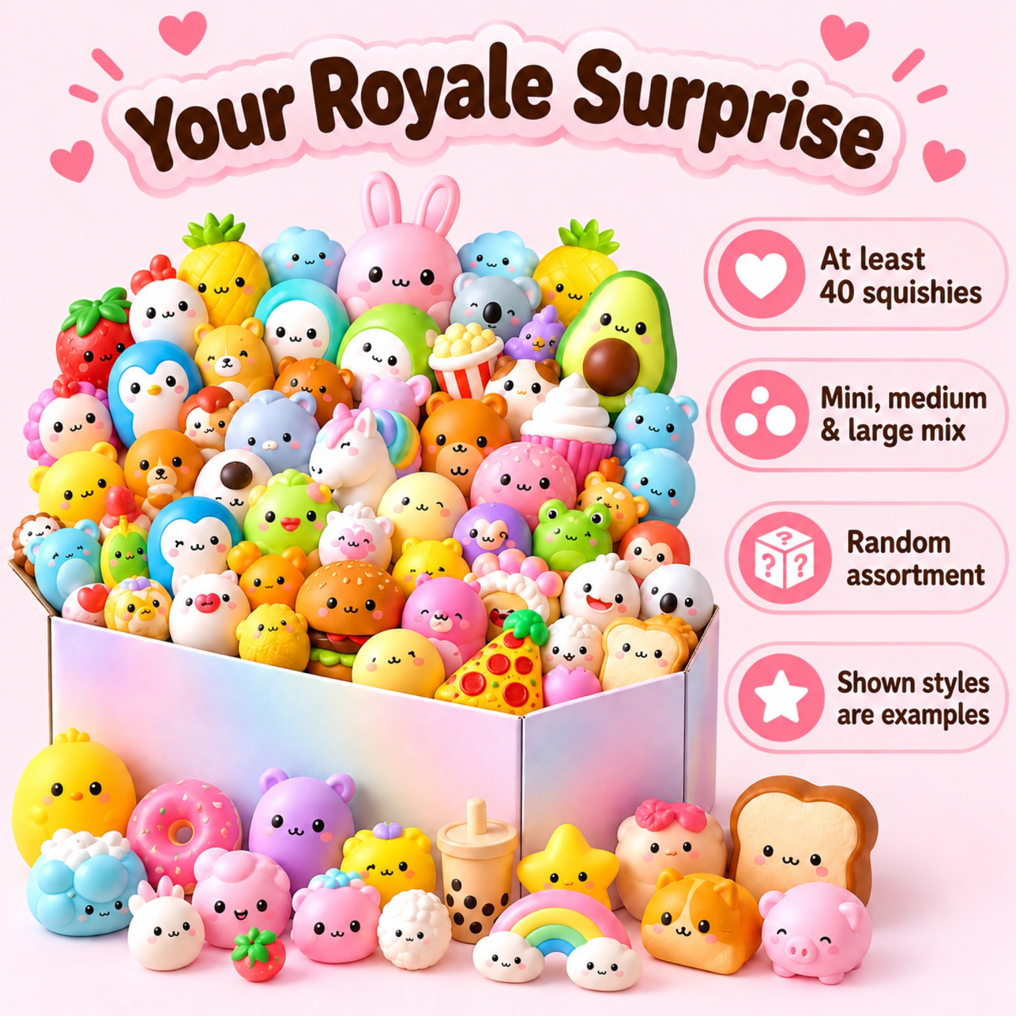 runaさんスクイーズ Squishy Royale Mystery Box – 40+ Piece Collection｜低反発