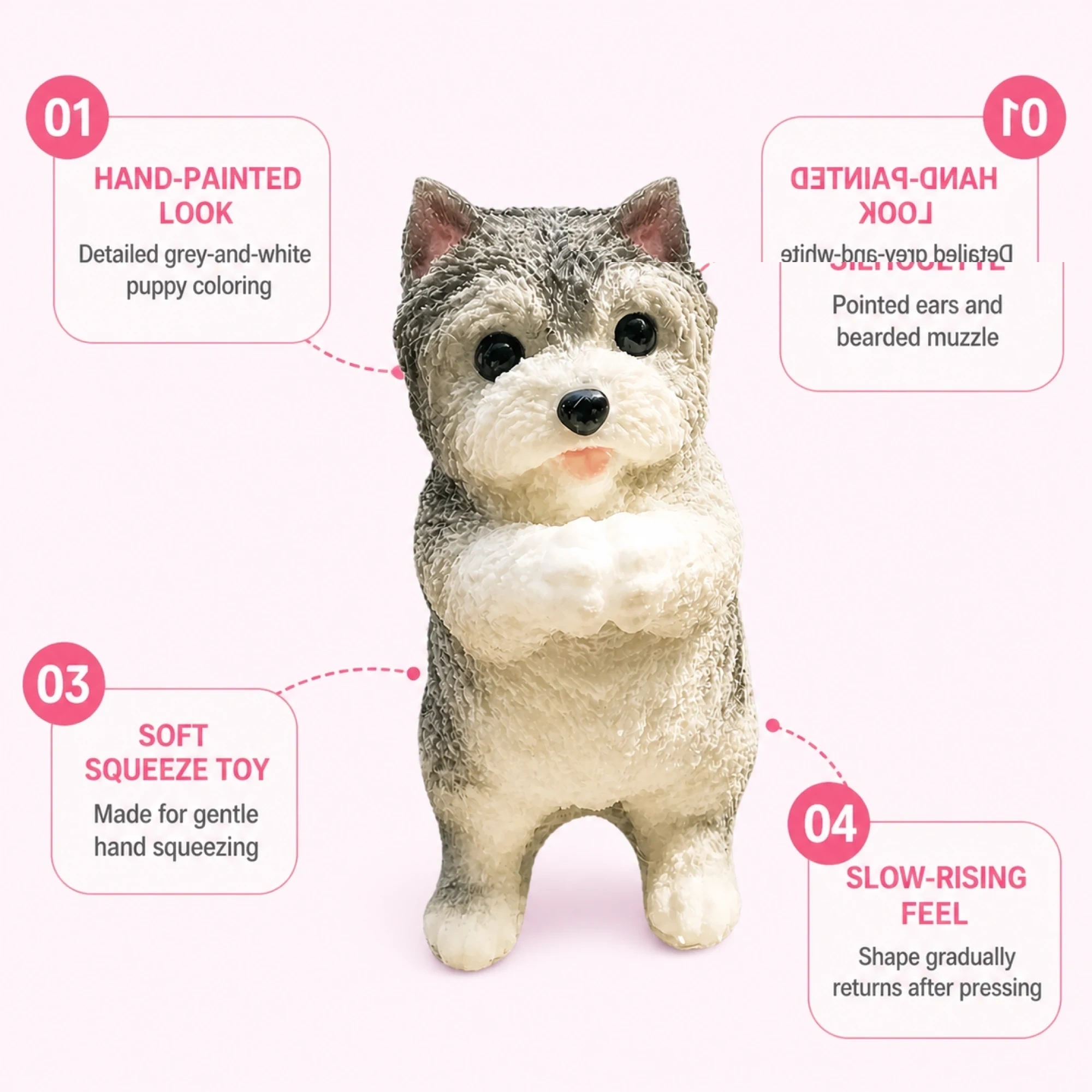 Schnauzer Dog Squishy Hand-Painted Slow Rising Puppy Toy — alternate view