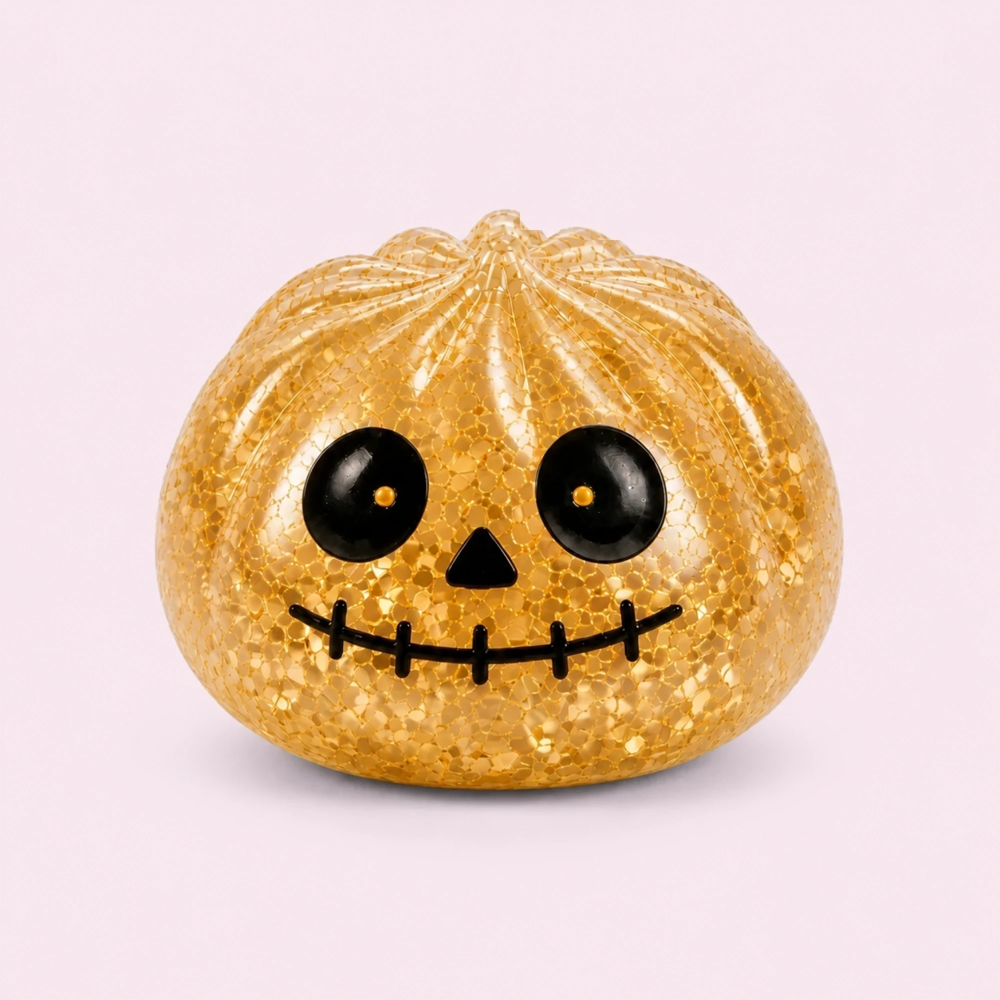 Gold Pumpkin Skull Squishy — Glitter Halloween Slow-Rising Toy — alternate view