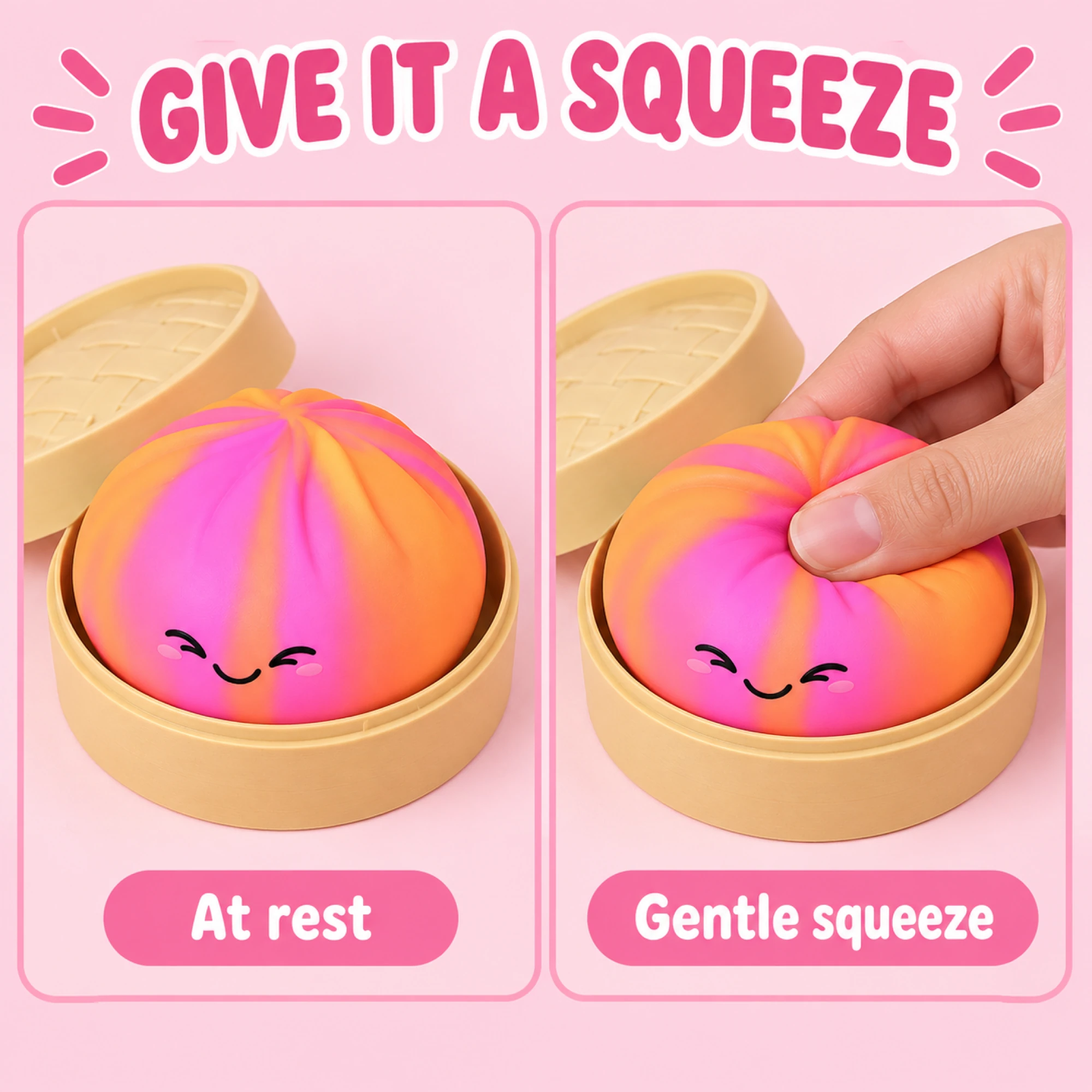 Same dumpling at rest and gently squeezed