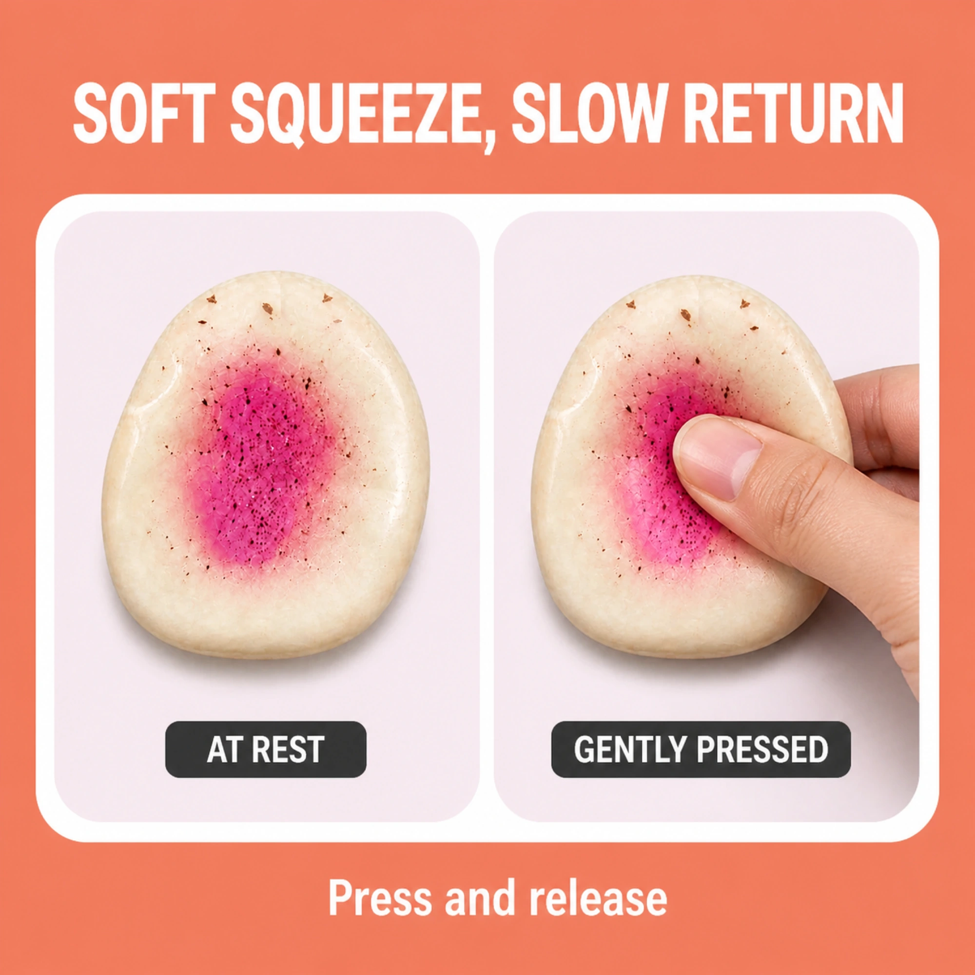 Same mochi bun squishy at rest and gently pressed