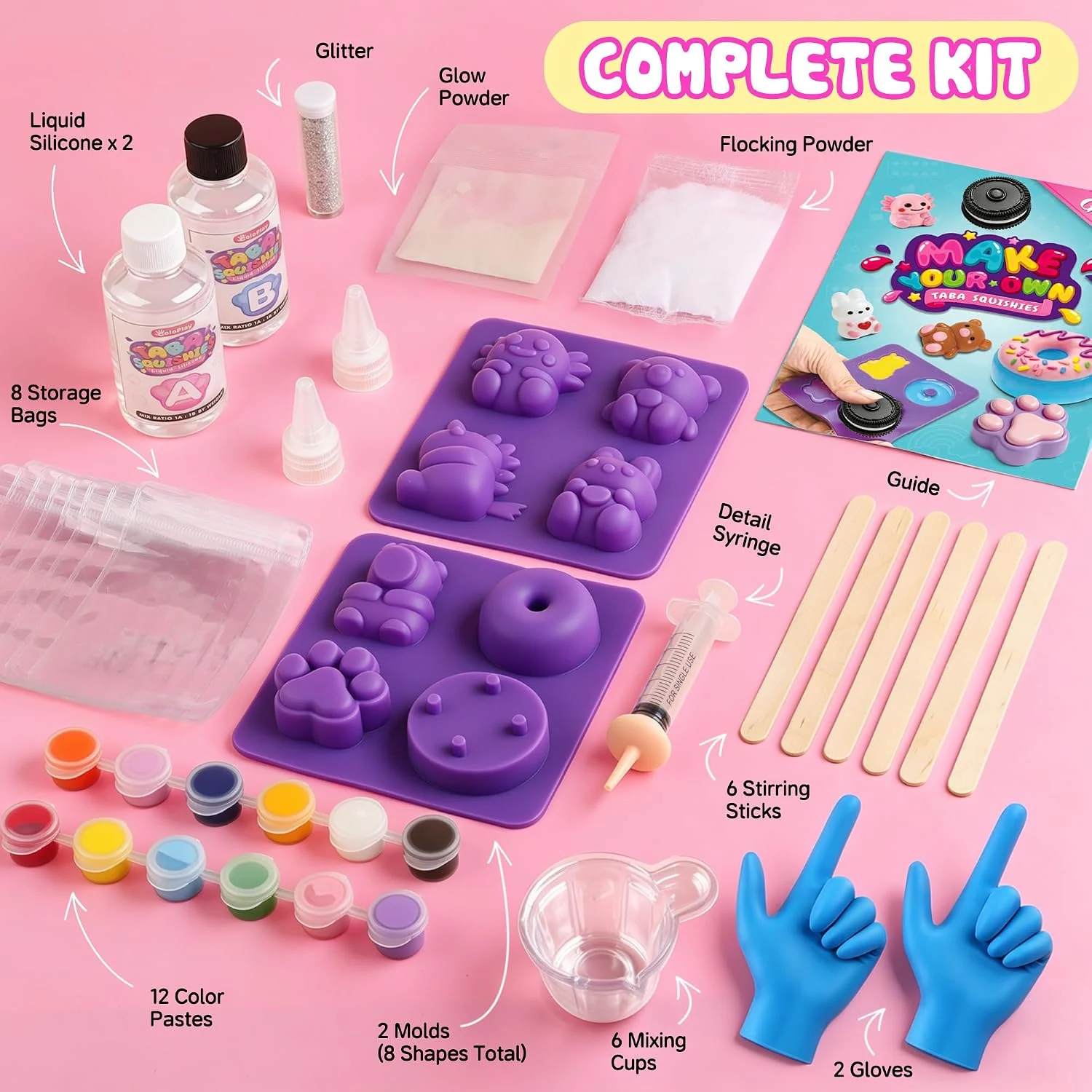 Taba Squishy Making Kit — Liquid Silicone with 8 Moldsรูปภาพต่อท้าย
