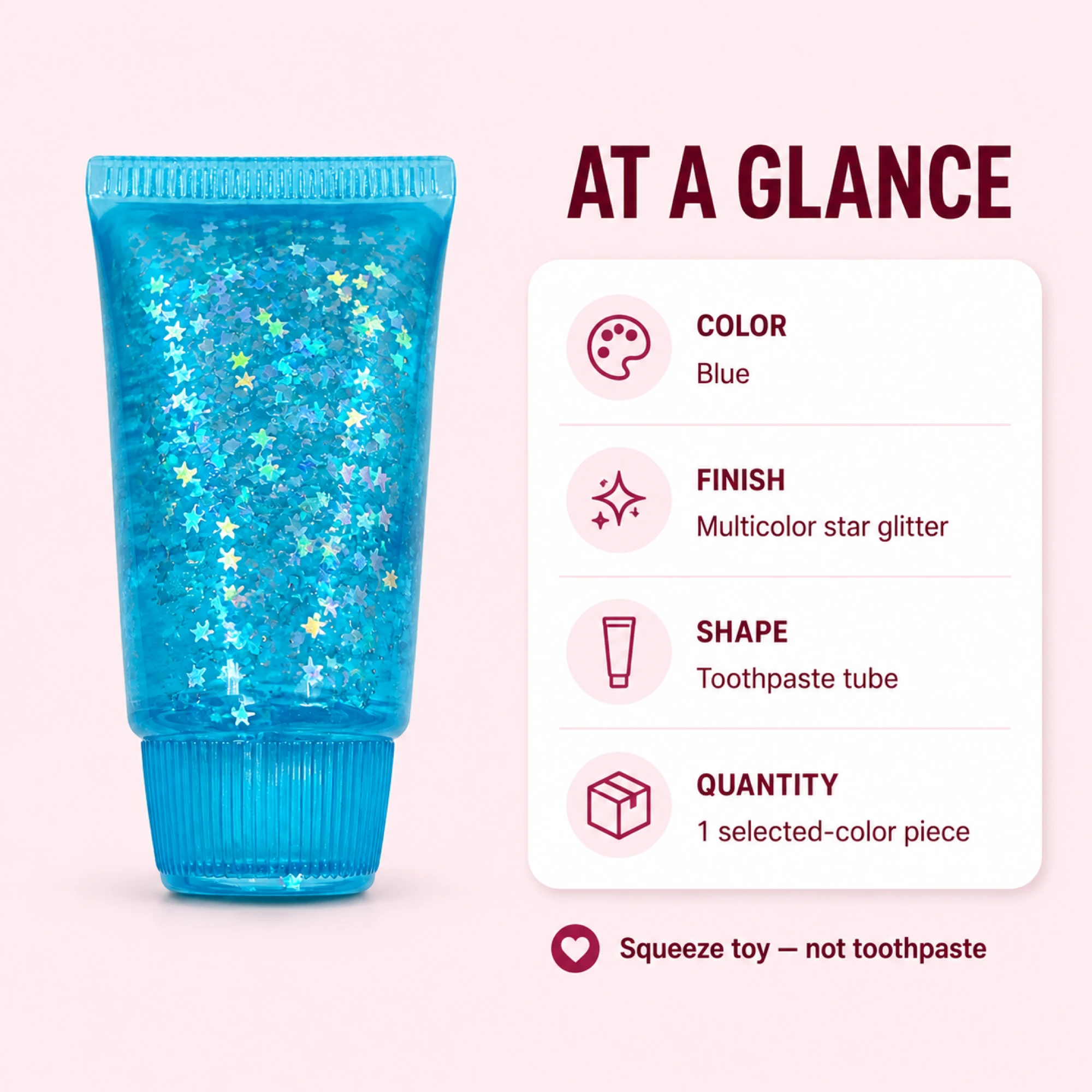 Glitter toothpaste squishy blue - color and quantity information