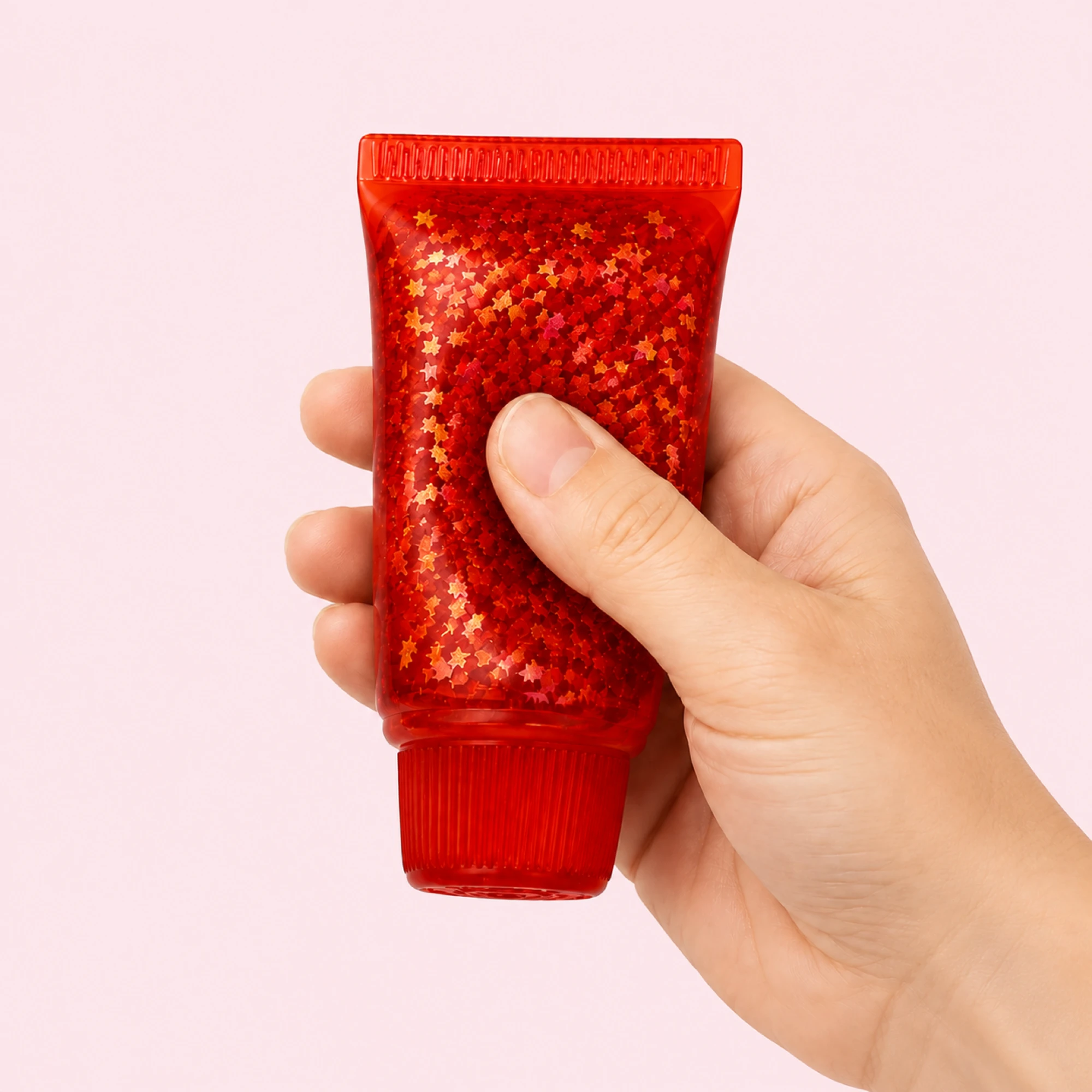 Glitter toothpaste squishy red - pink-background main image