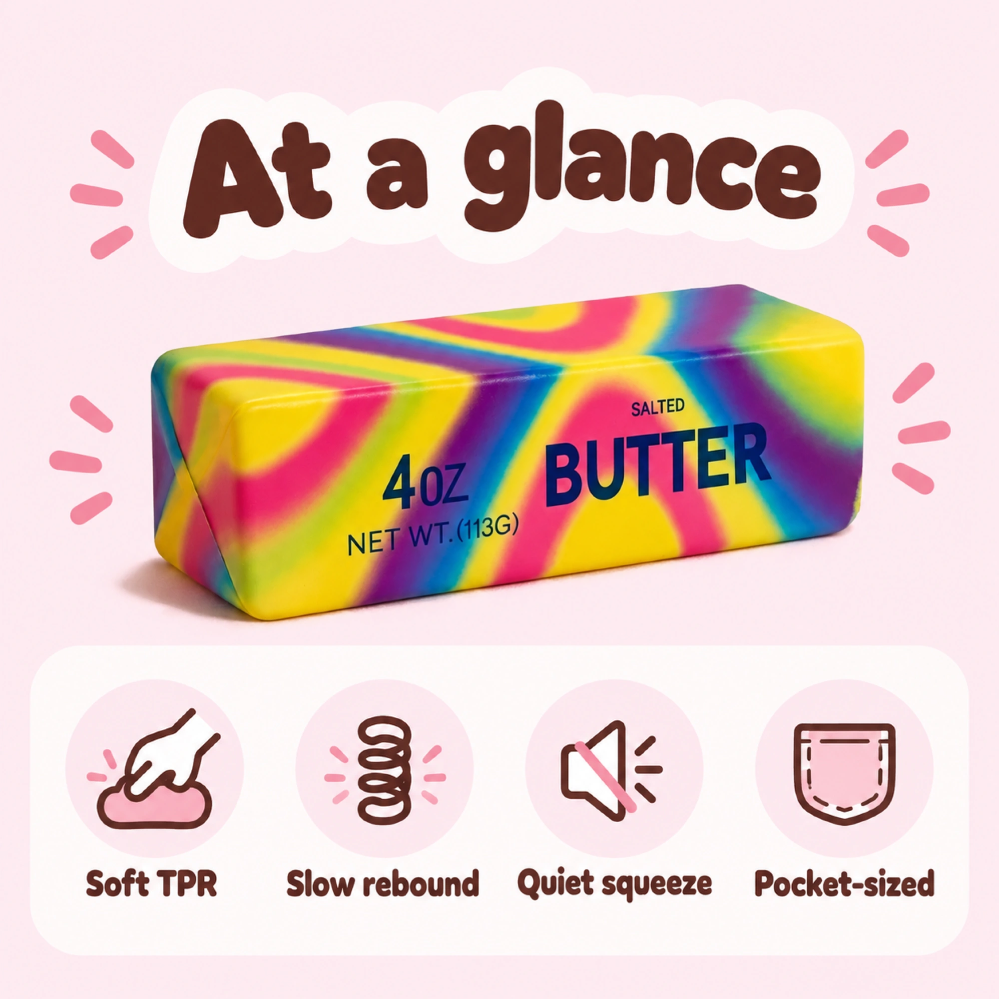 Sensory Squishy Toy — Slow Rise Butter Stick Fidget — spec