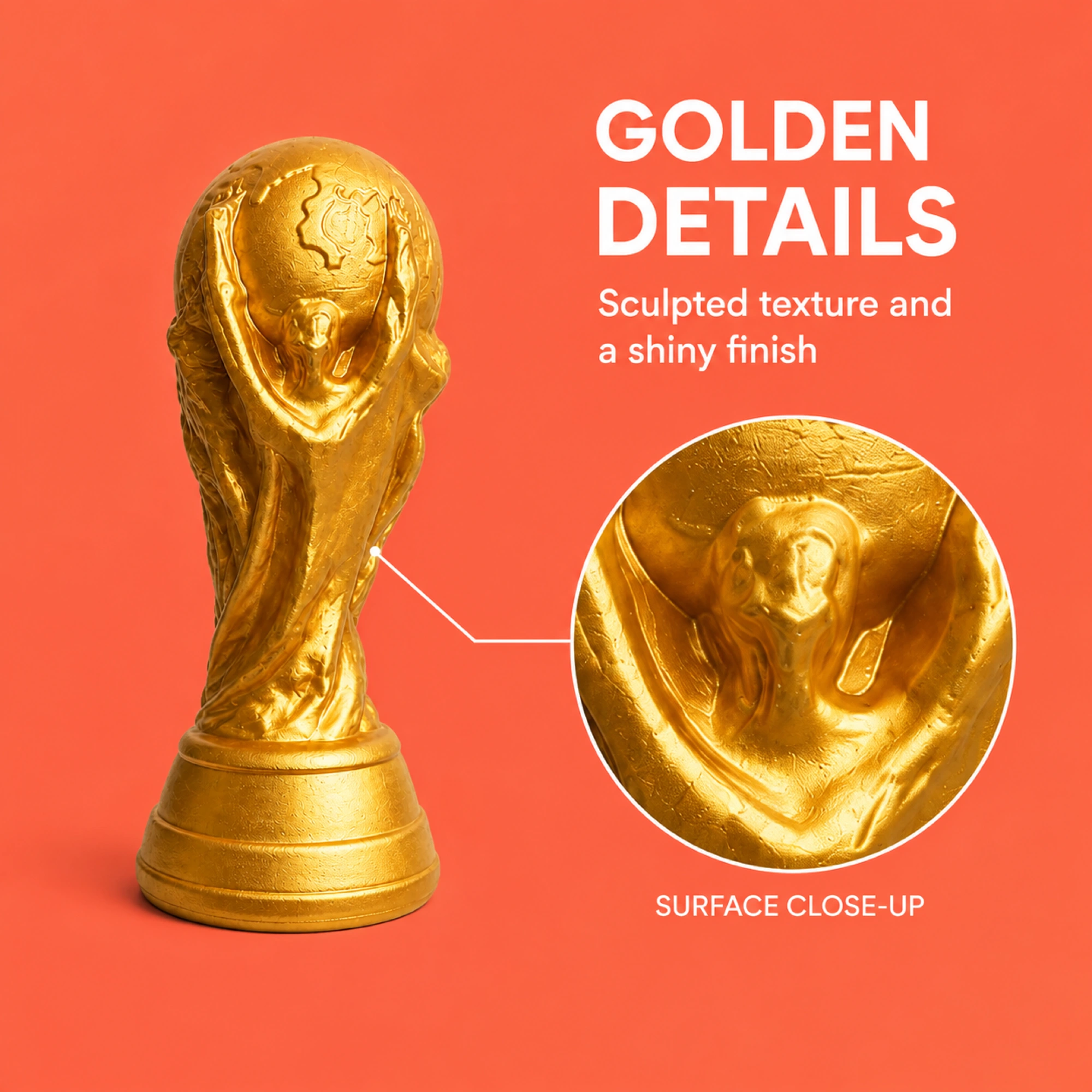 Complete gold trophy with visible sculpted surface detail