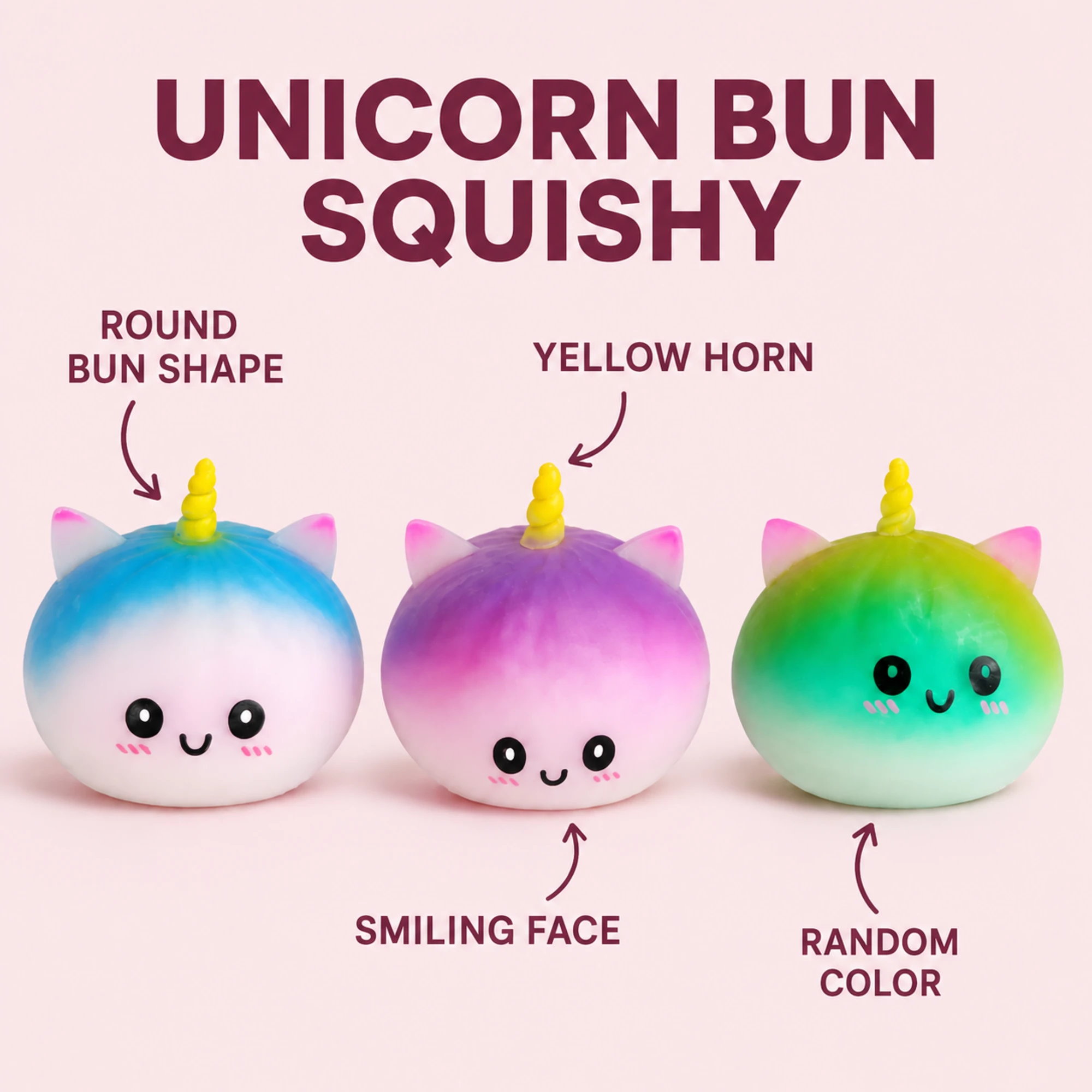 Rainbow Unicorn Bun Squishy — Random Color, Same Style — alternate view