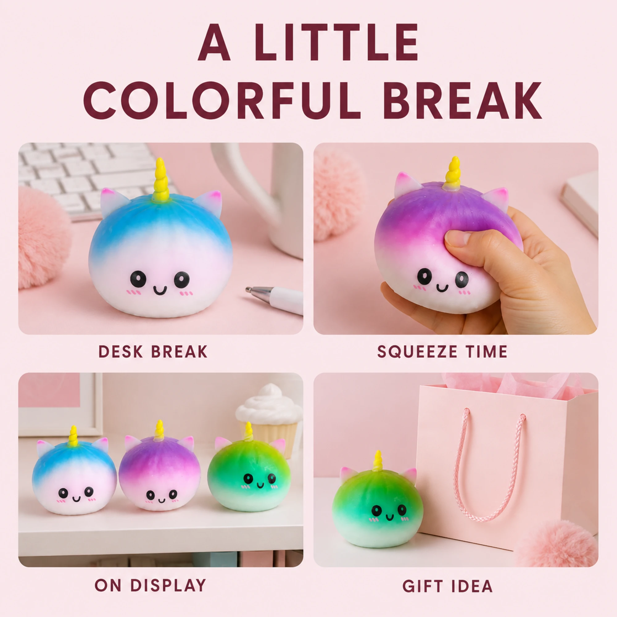 Rainbow unicorn bun squishy lifestyle