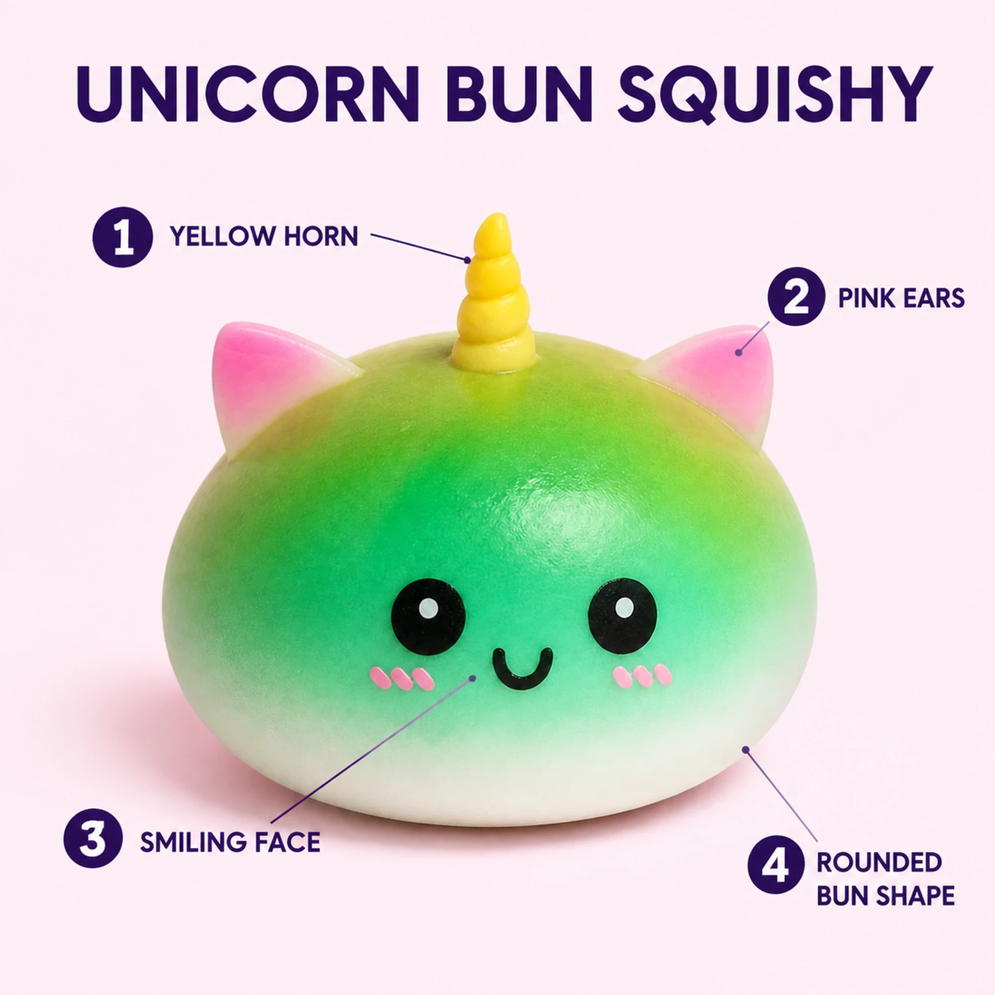 Unicorn Bun Squishy — Random Color, Same Design — alternate view