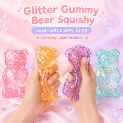 Glitter Gummy Bear Squishy — Random Color