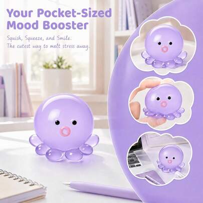 Octopus Squishy — Purple — alternate view
