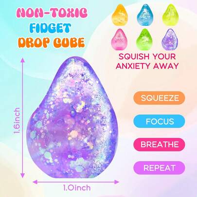 Glitter Water Drop Squishies — 4 Pack — alternate view
