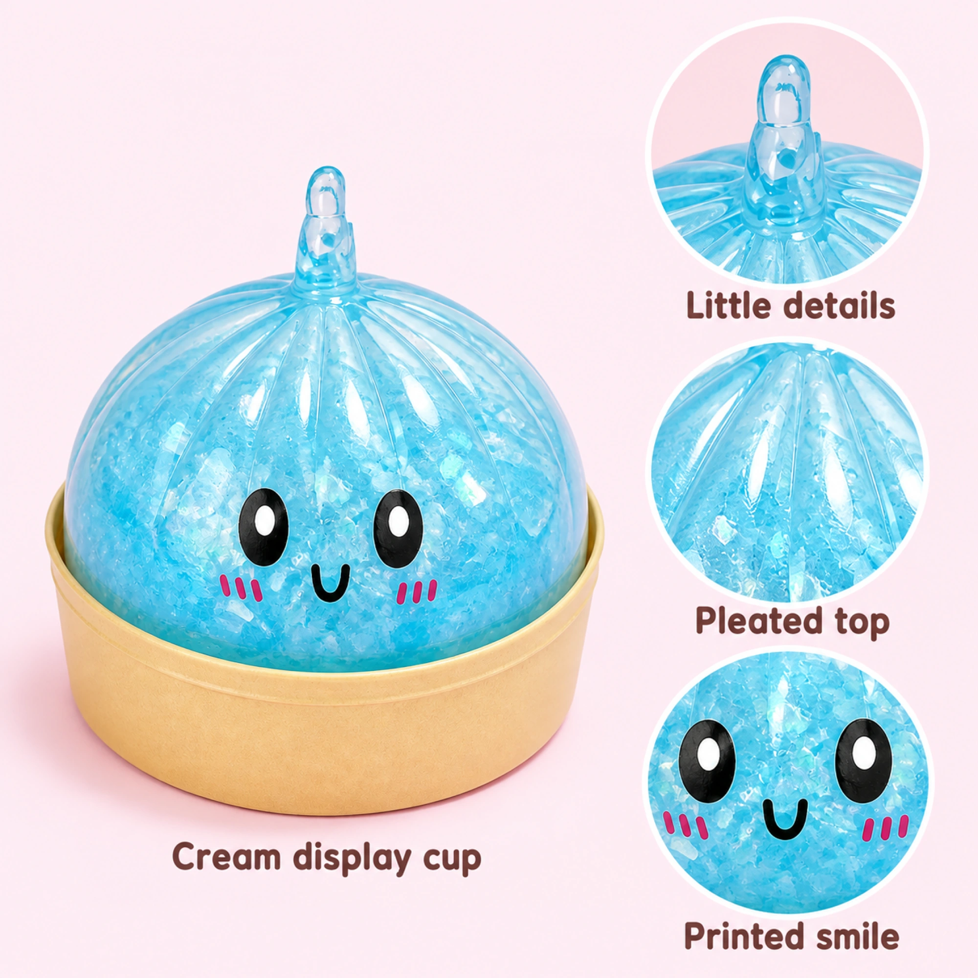 Glitter Dumpling Squishy – 4-Piece Kawaii TPR Stress Ball, Select Color — e-03-details
