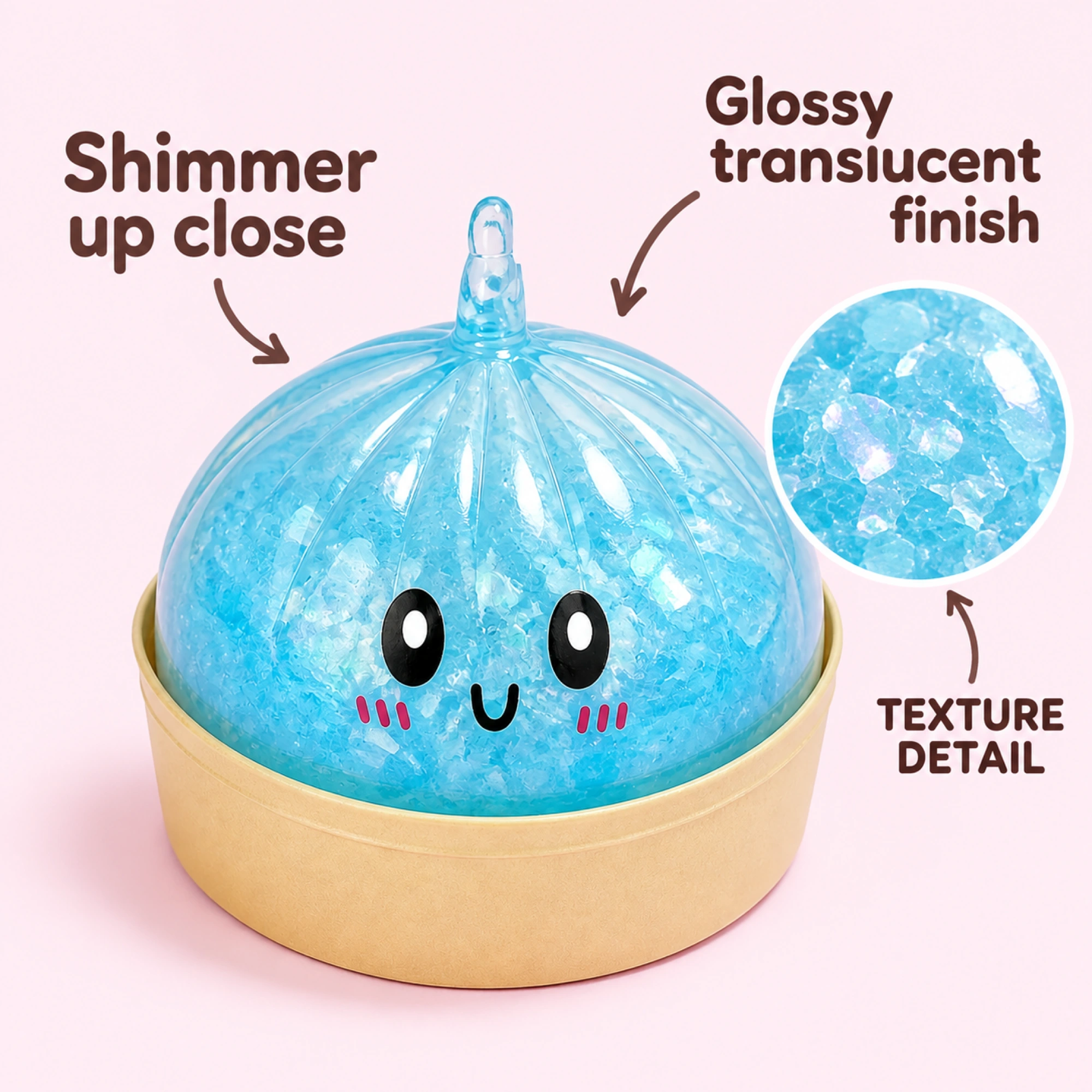 Glitter Dumpling Squishy – 4-Piece Kawaii TPR Stress Ball, Select Color — e-03-inside