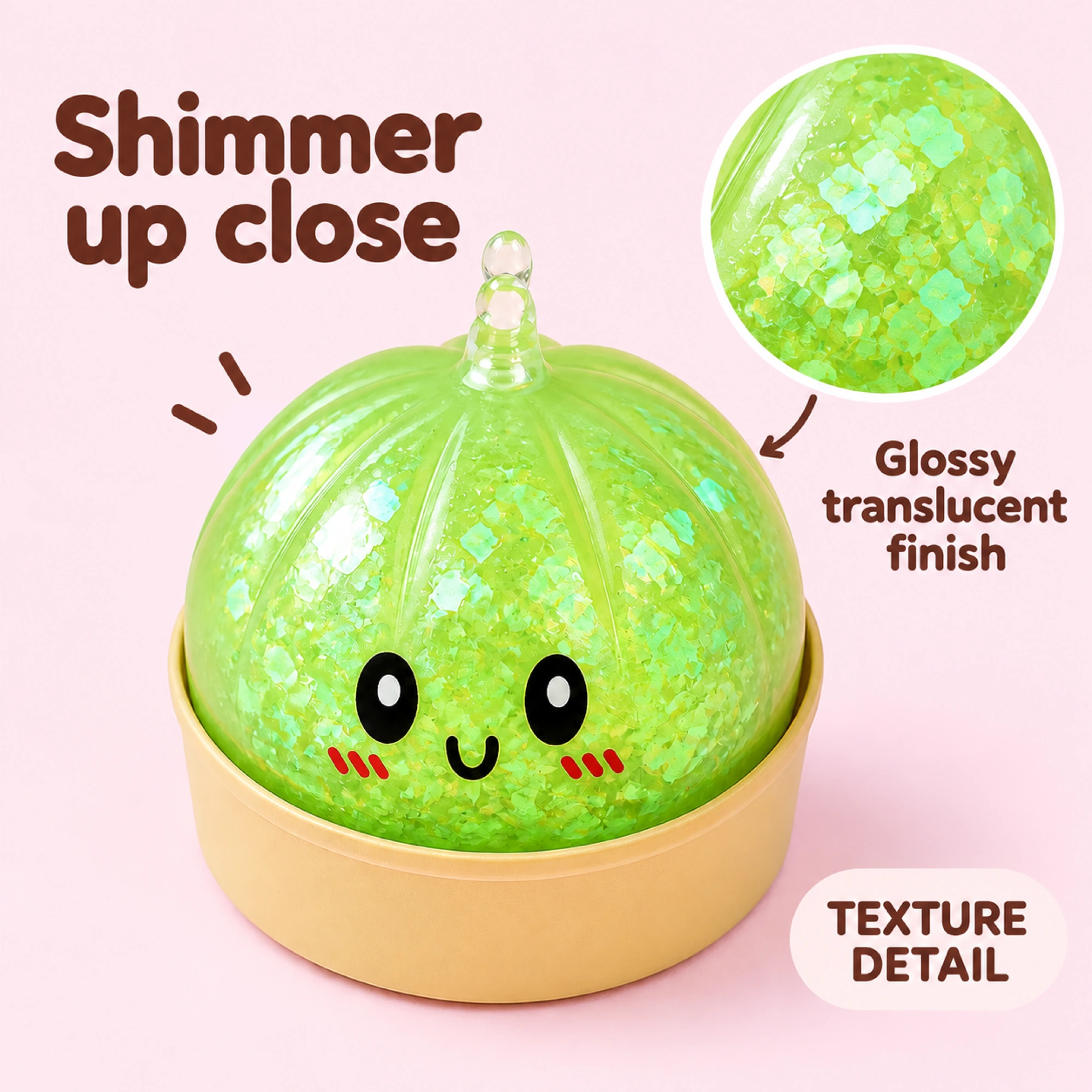 Glitter Dumpling Squishy – 4-Piece Kawaii TPR Stress Ball, Select Color — en-03-inside
