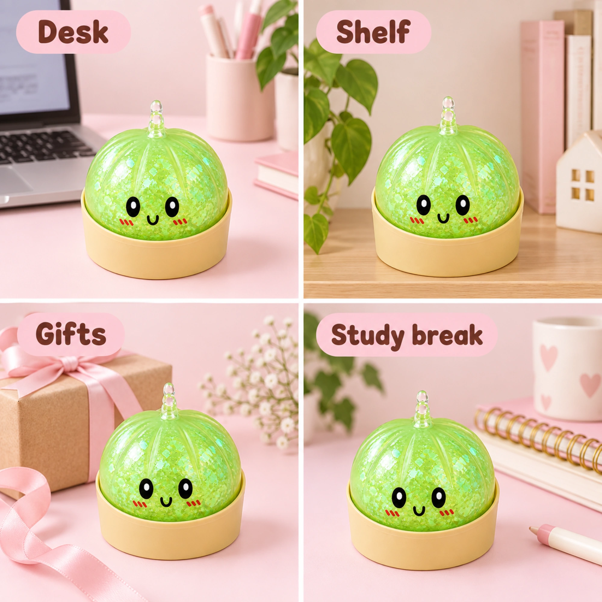 Glitter Dumpling Squishy – 4-Piece Kawaii TPR Stress Ball, Select Color — en-05-lifestyle