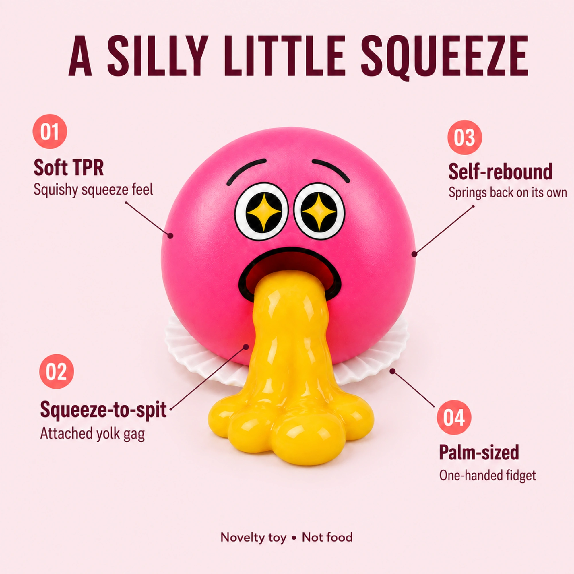 Vomiting Egg Squishy — Funny Squeeze-and-Spit Gag Stress Toy — alternate view
