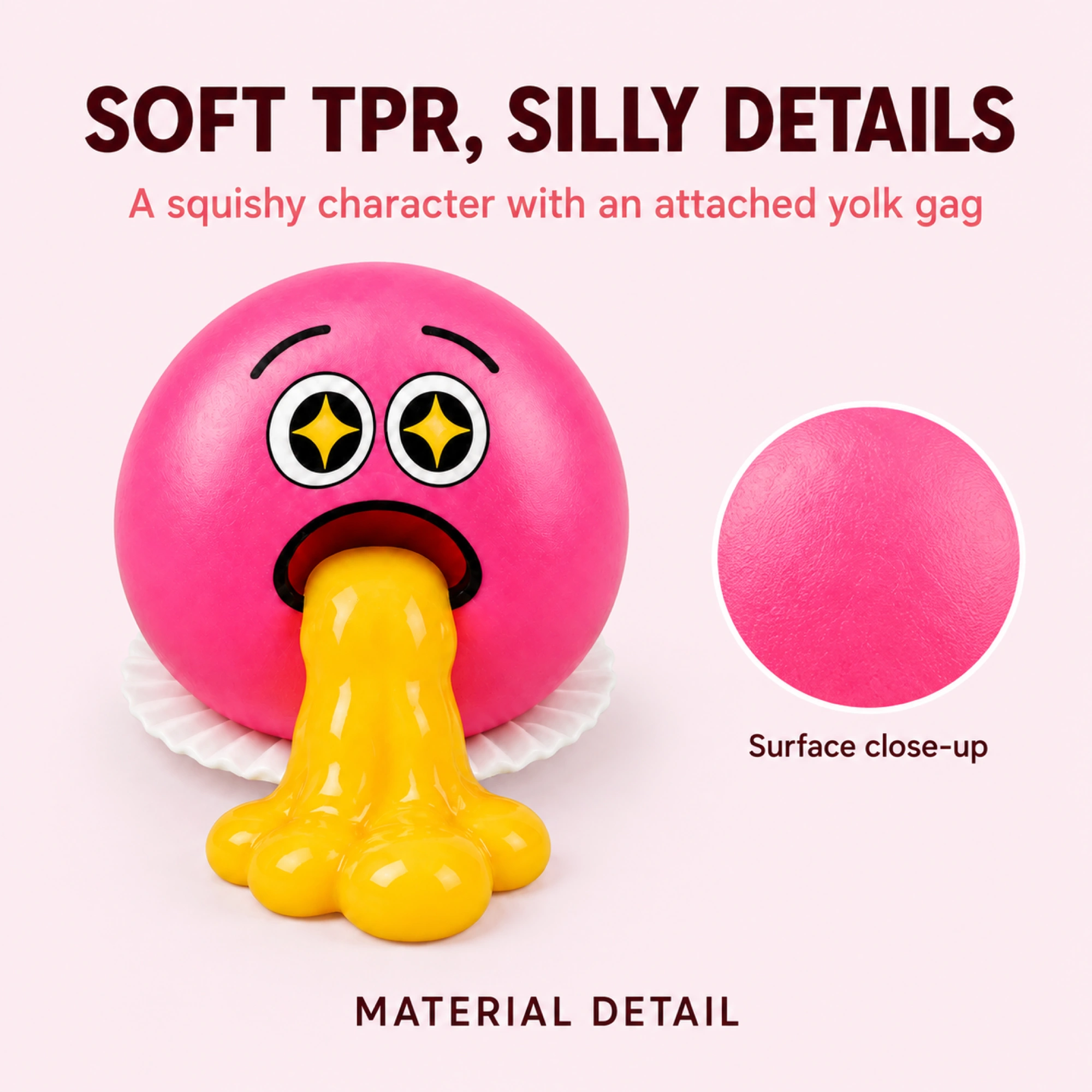 Pink vomiting egg TPR squishy - inside