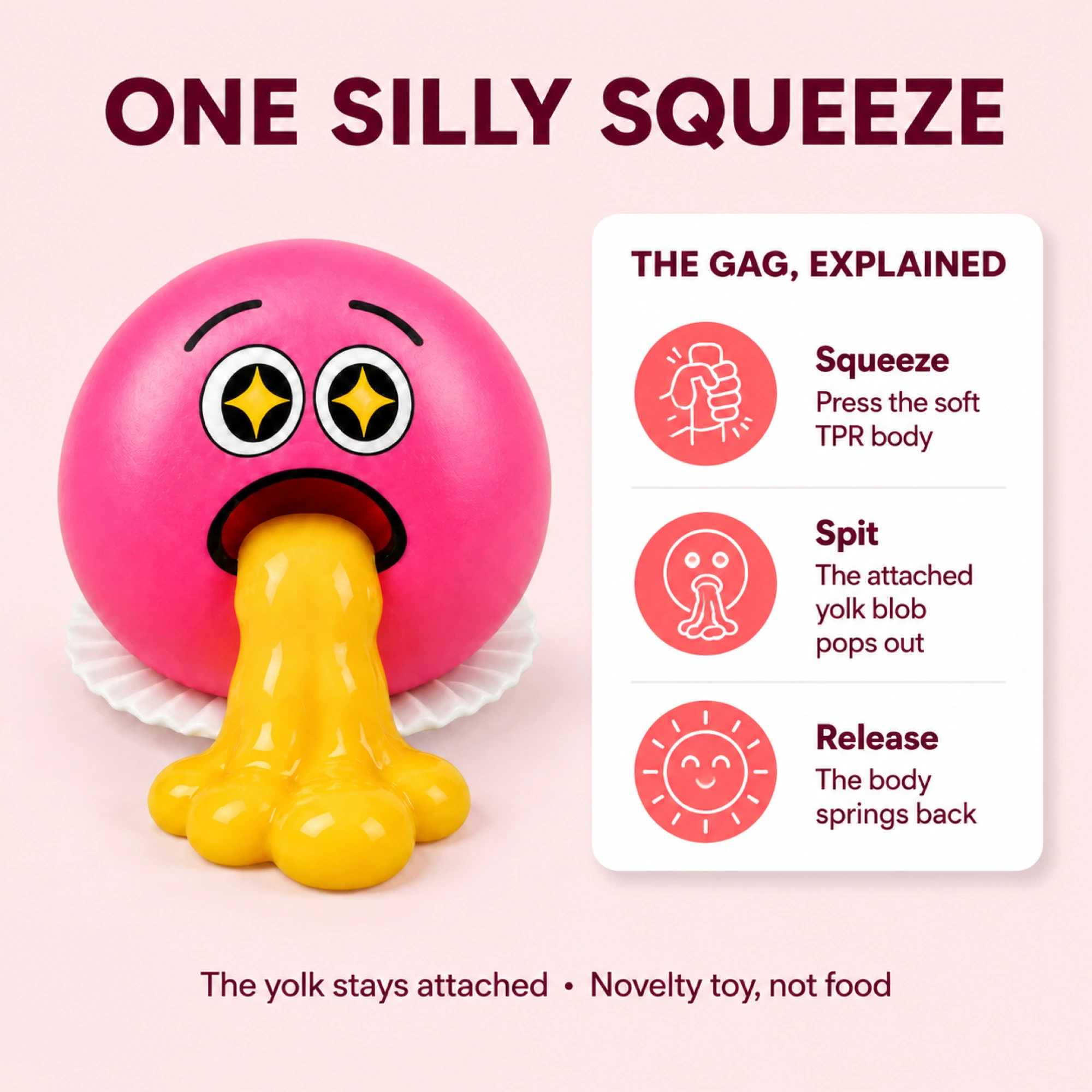 Pink vomiting egg TPR squishy - comparison