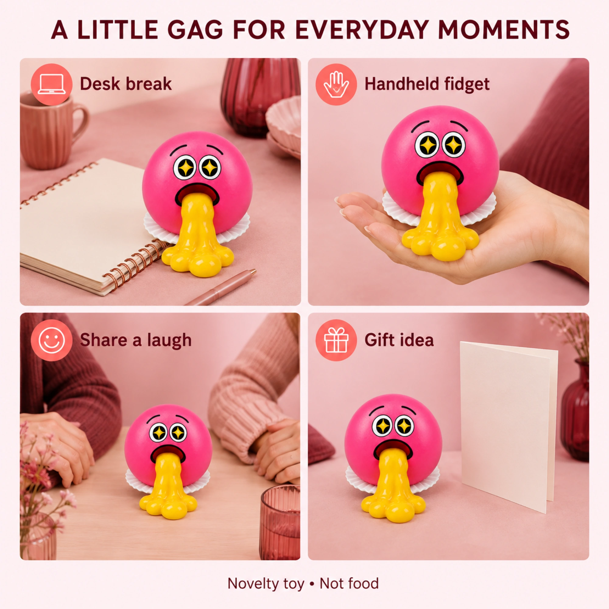 Pink vomiting egg TPR squishy - lifestyle