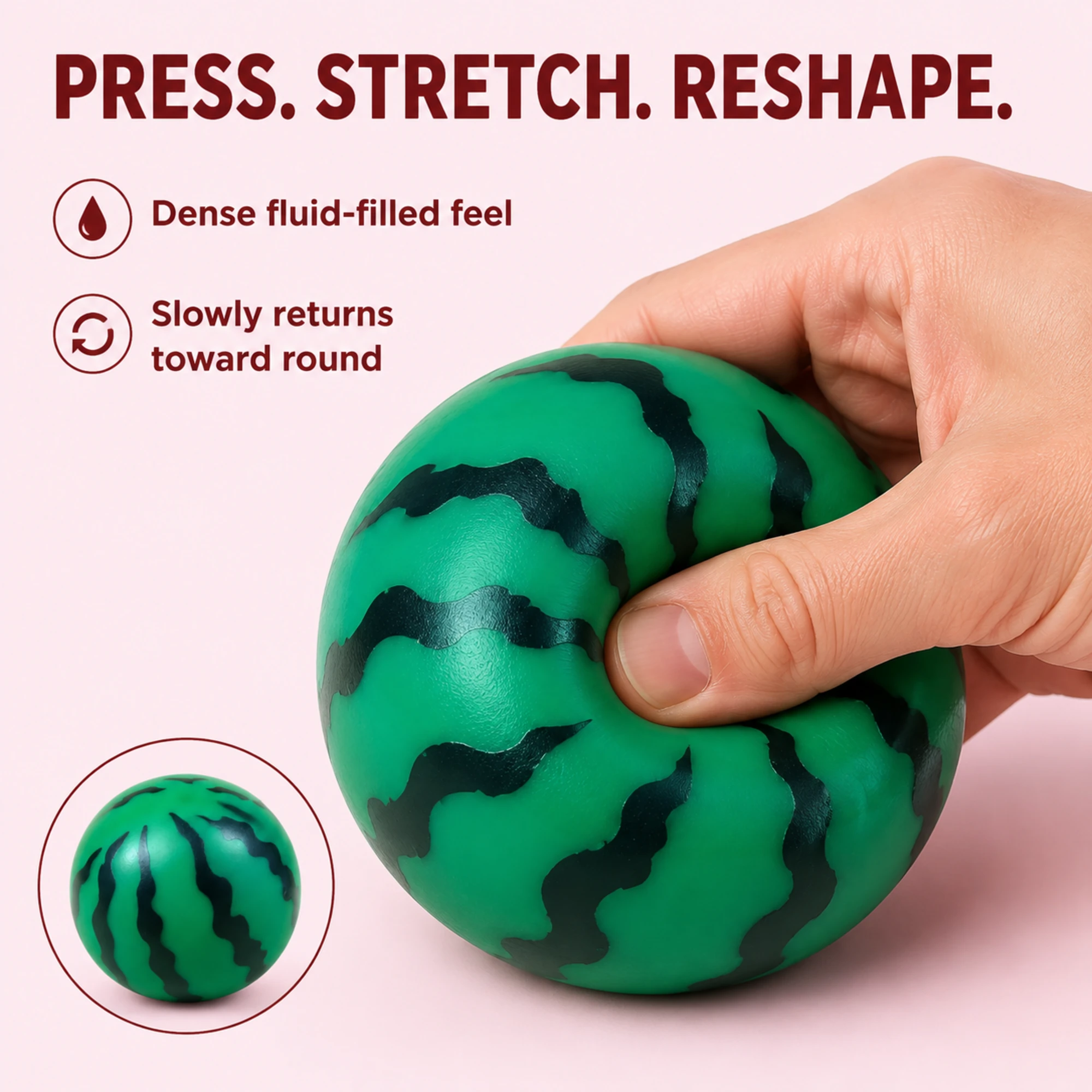 Watermelon squishy texture — 6 × 5.5 cm, 100 g