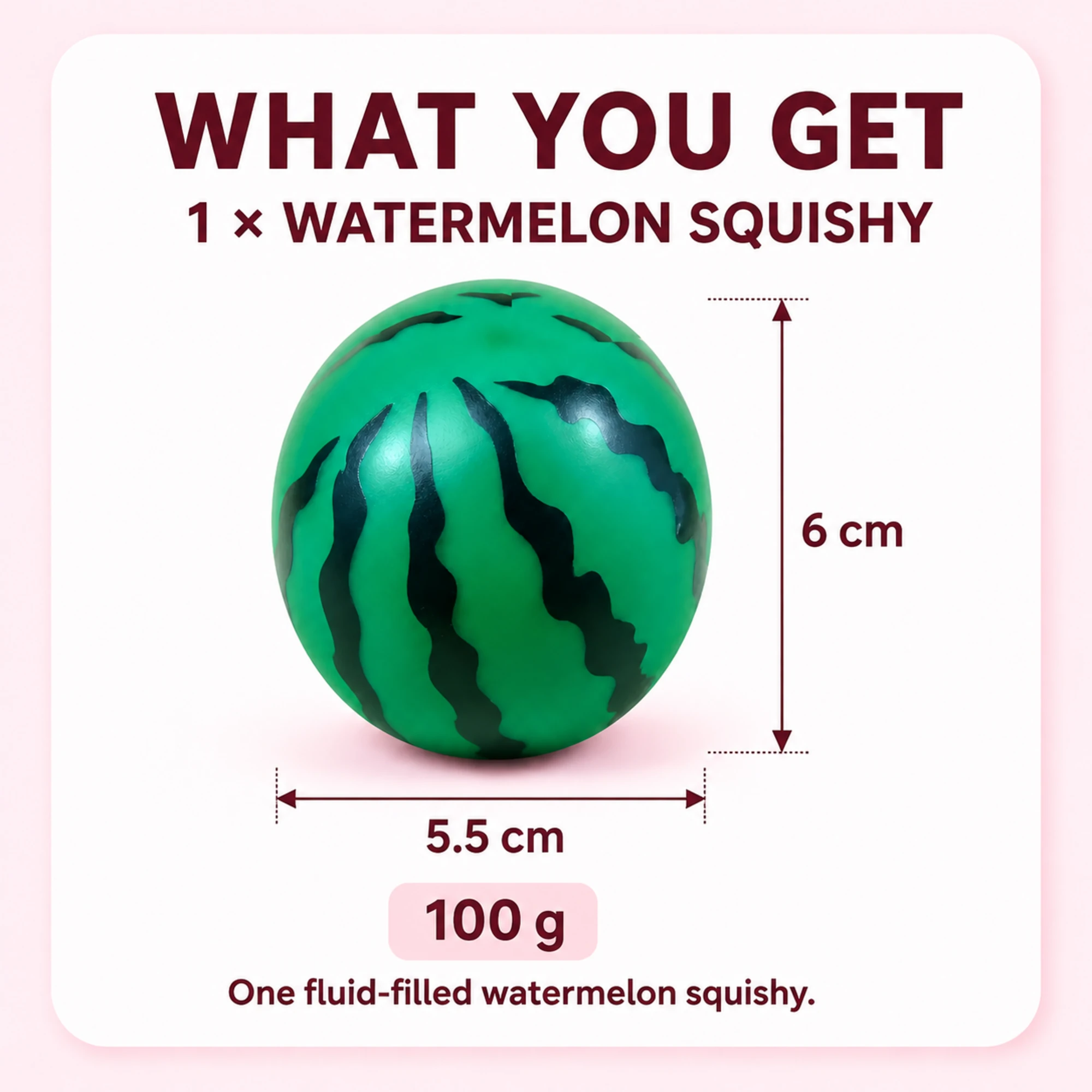 Watermelon squishy contents — 6 × 5.5 cm, 100 g