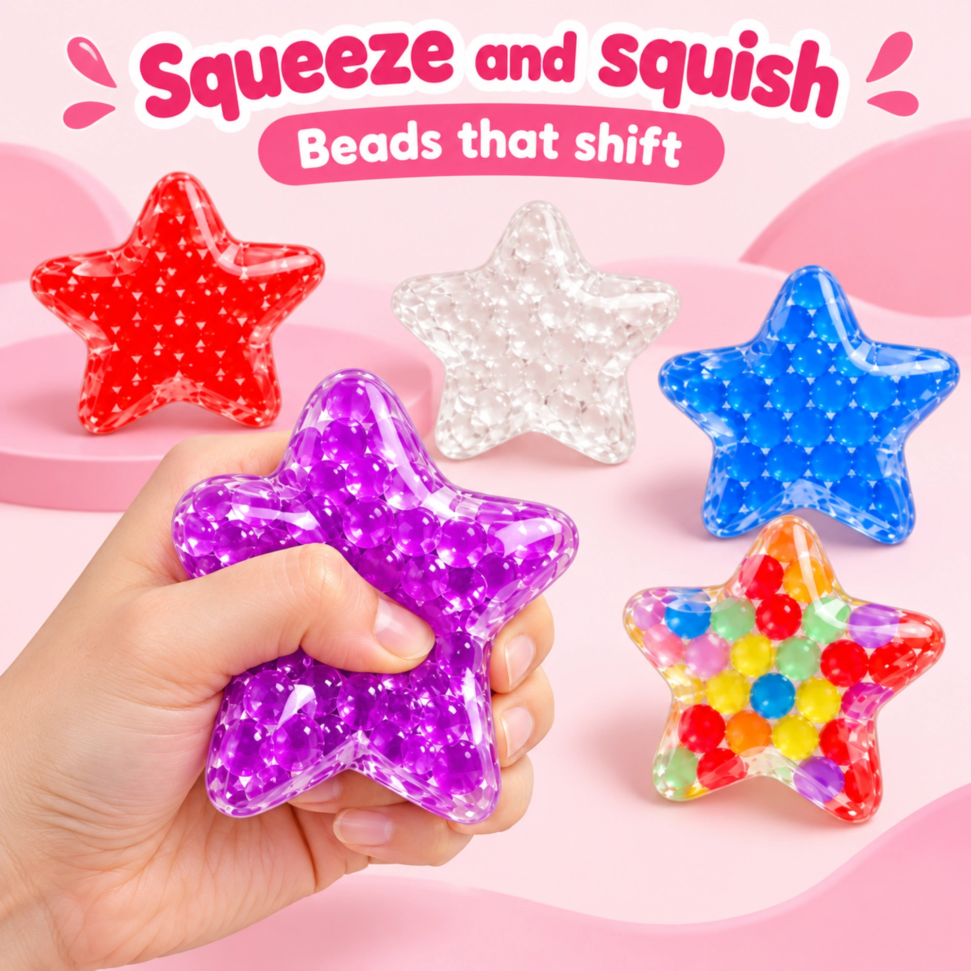 16 Pack Star Squishy Water Bead Balls - Mini Sensory Fidget Toys — inside