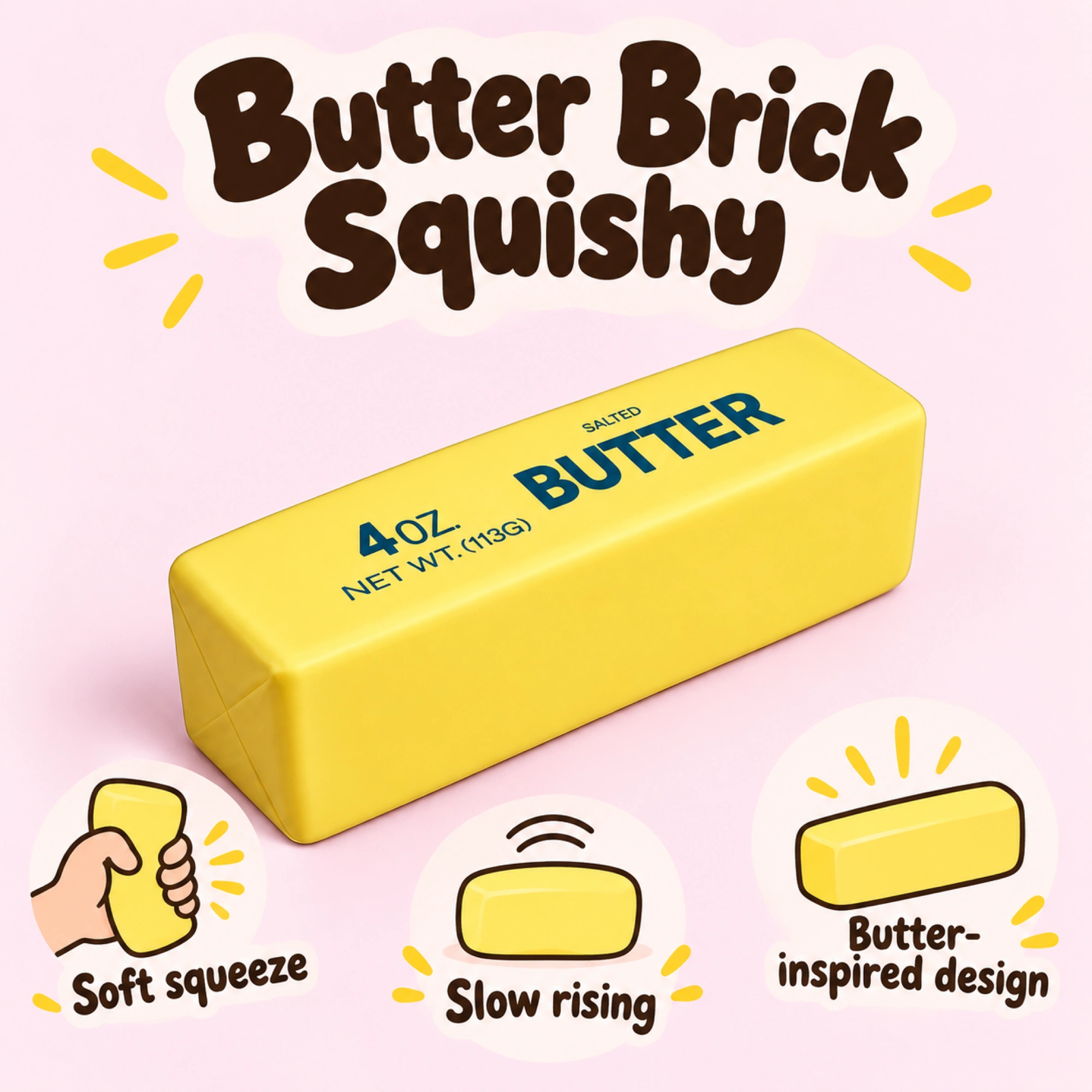 Soft Cheese Squishy, Marshmallow-Plush Squeeze Toy — alternate view