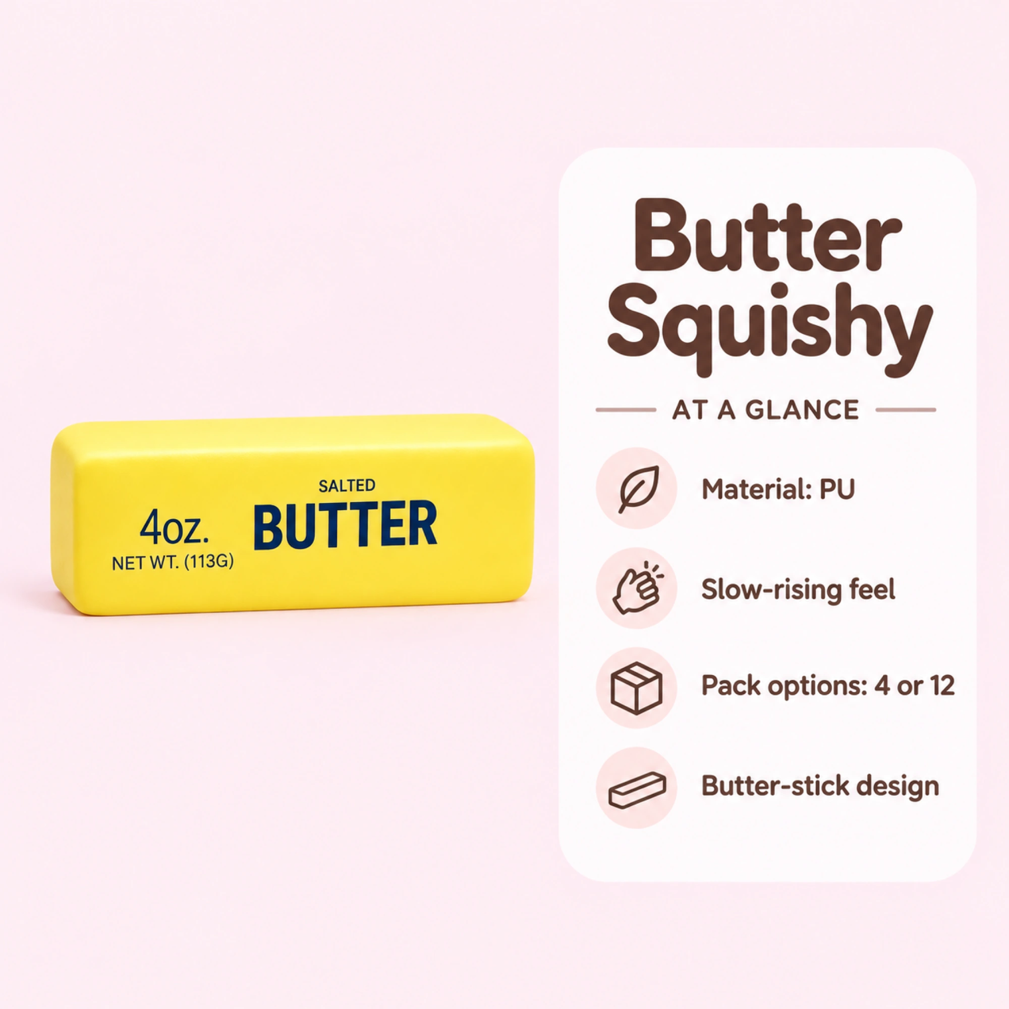 Butter Squishy Toy – Slow Rising Squeeze Stress Toy for Kids & Adults — spec