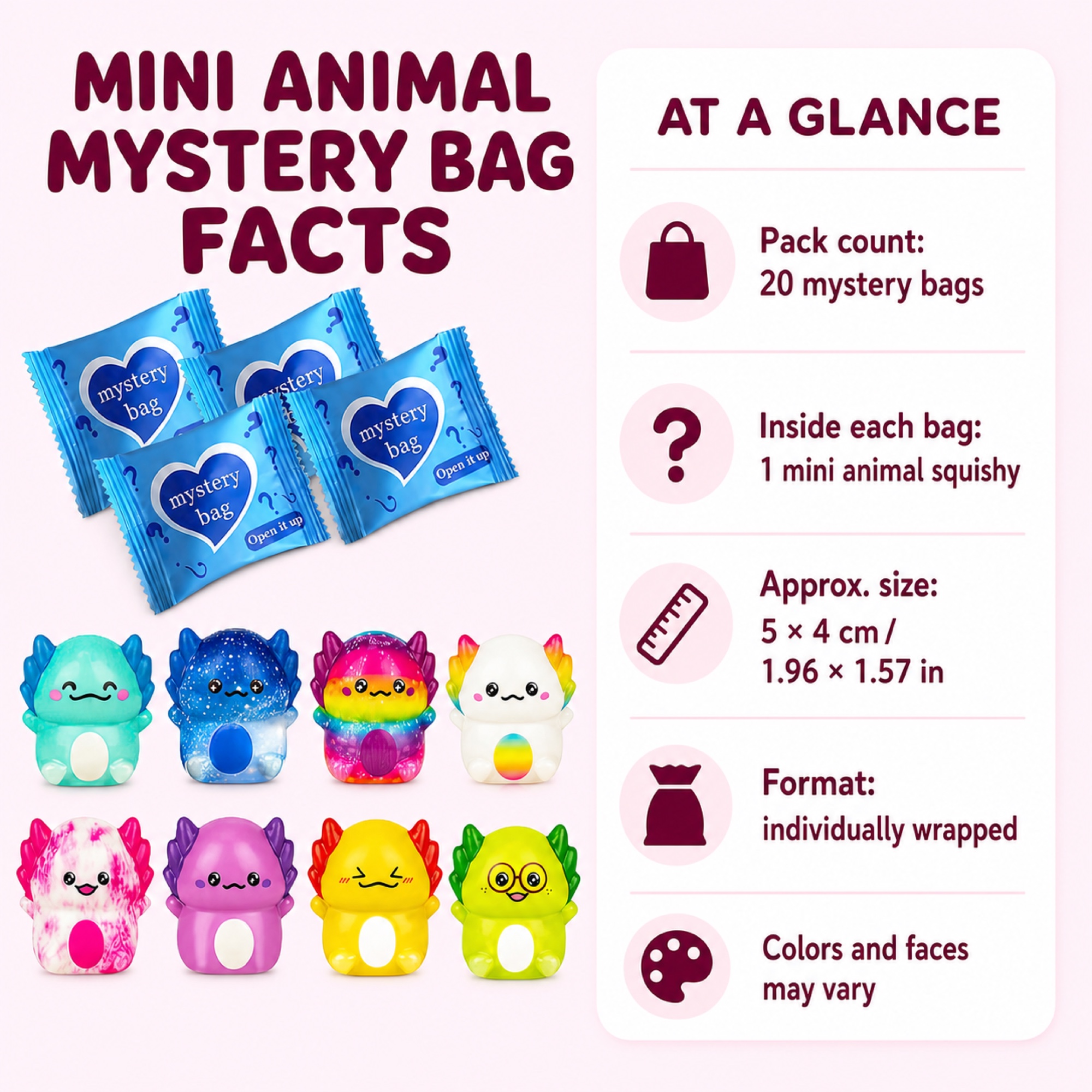 20-Pack Mini Animal Squishy Mystery Bags (foto 7)