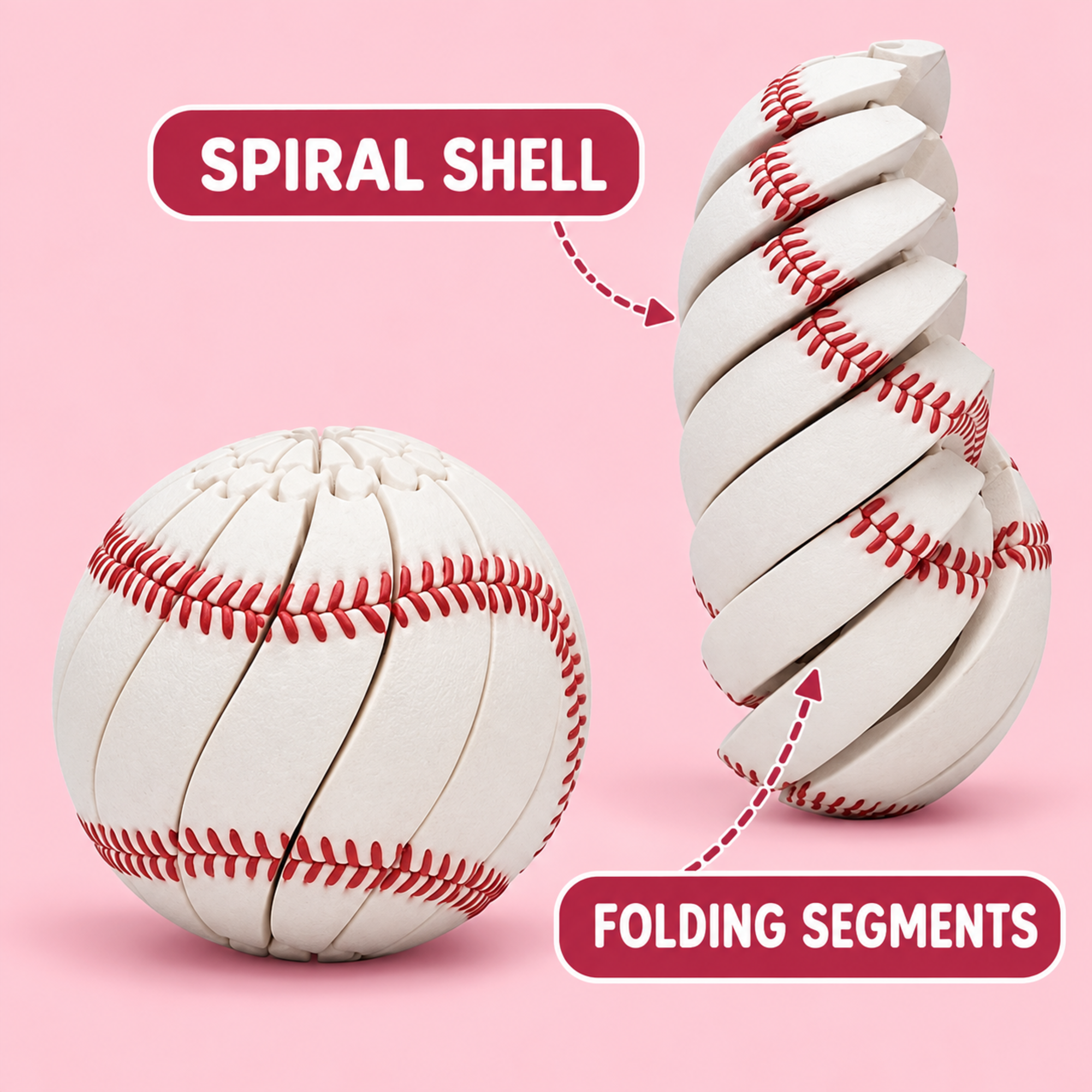 Baseball spiral shell detail