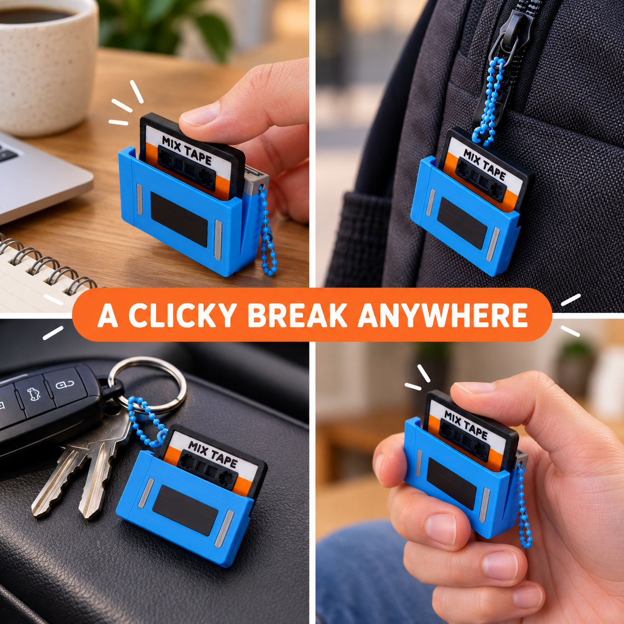 Blue Cassette Clicker Keychain (Foto 5)