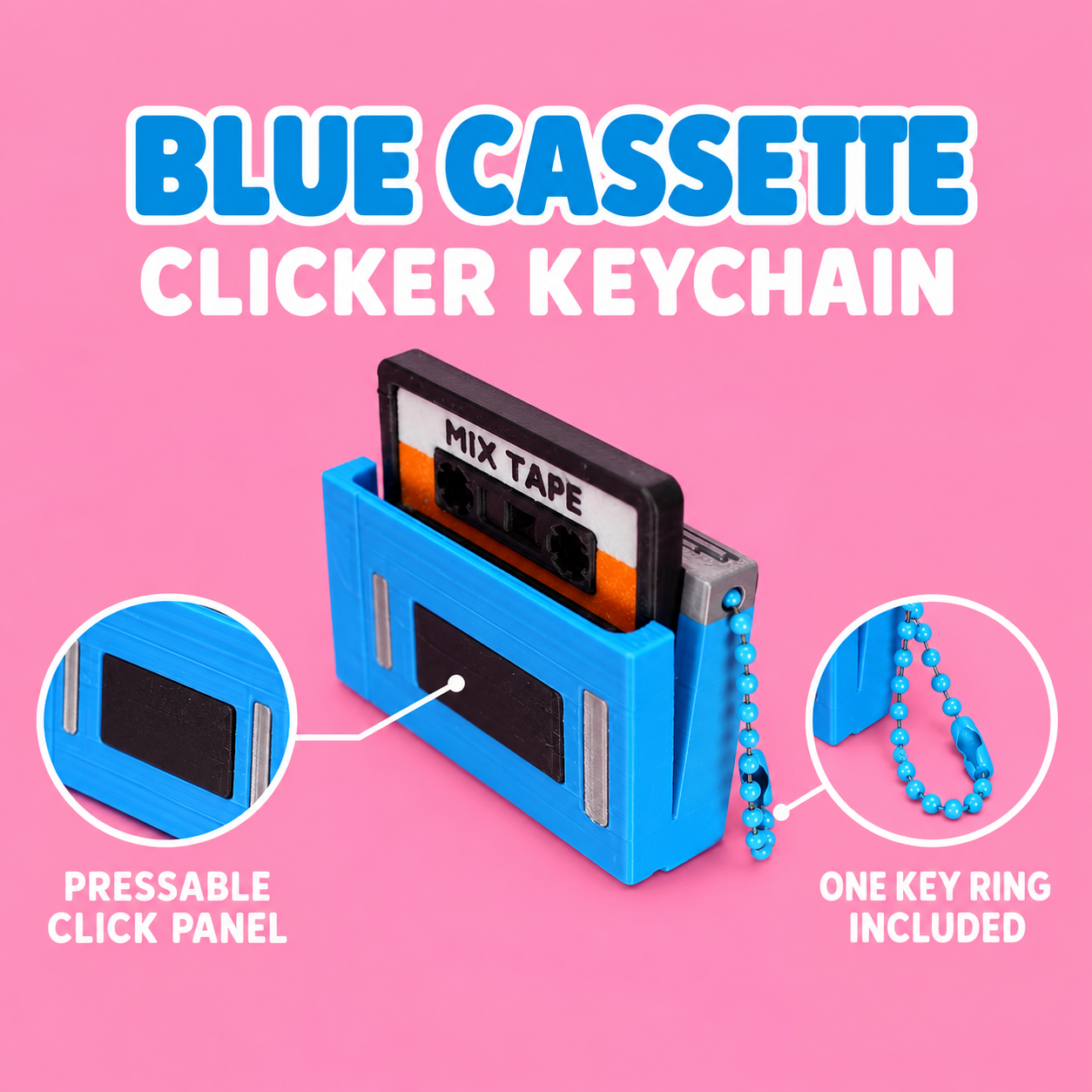 Blue Cassette Clicker Keychain (Foto 6)