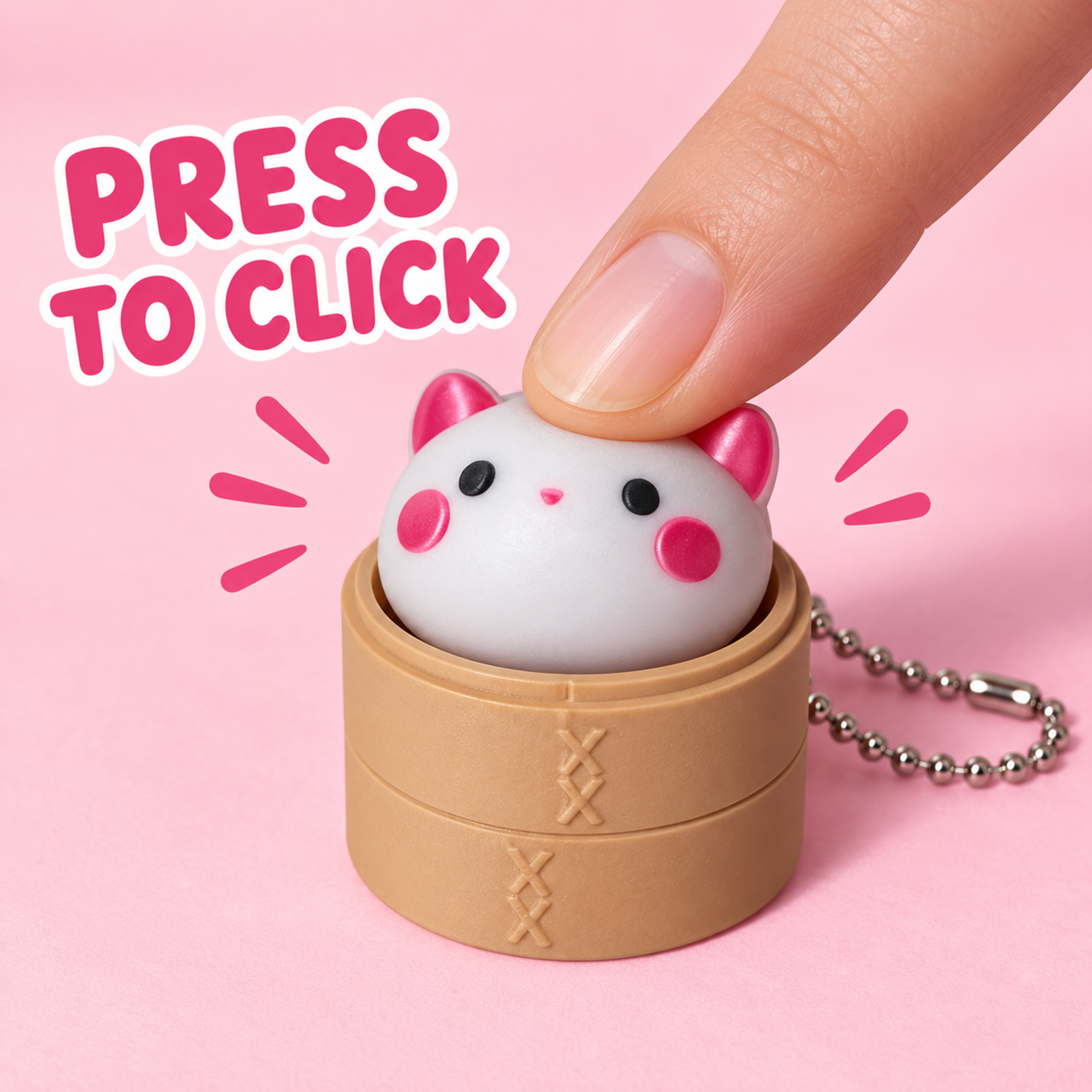 White Cat Clicker Keychain (Foto 2)