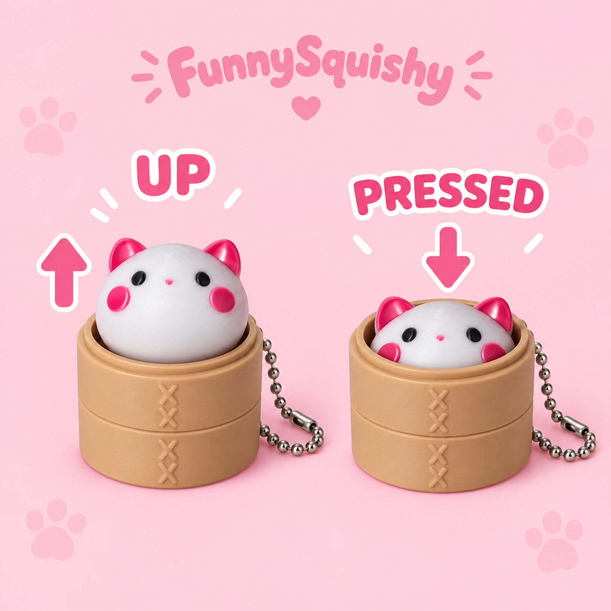 White Cat Clicker Keychain (Foto 4)