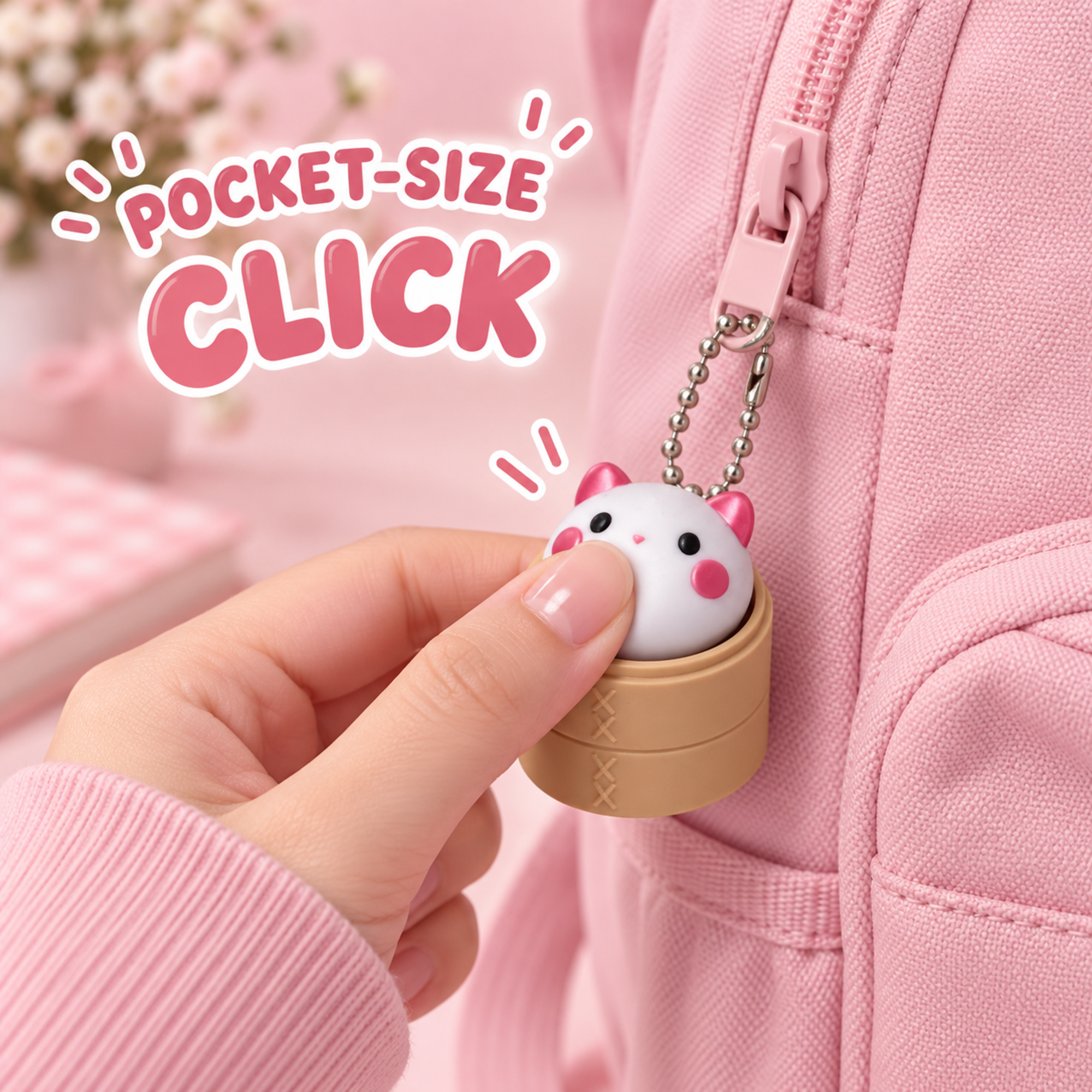 White Cat Clicker Keychain (Foto 5)
