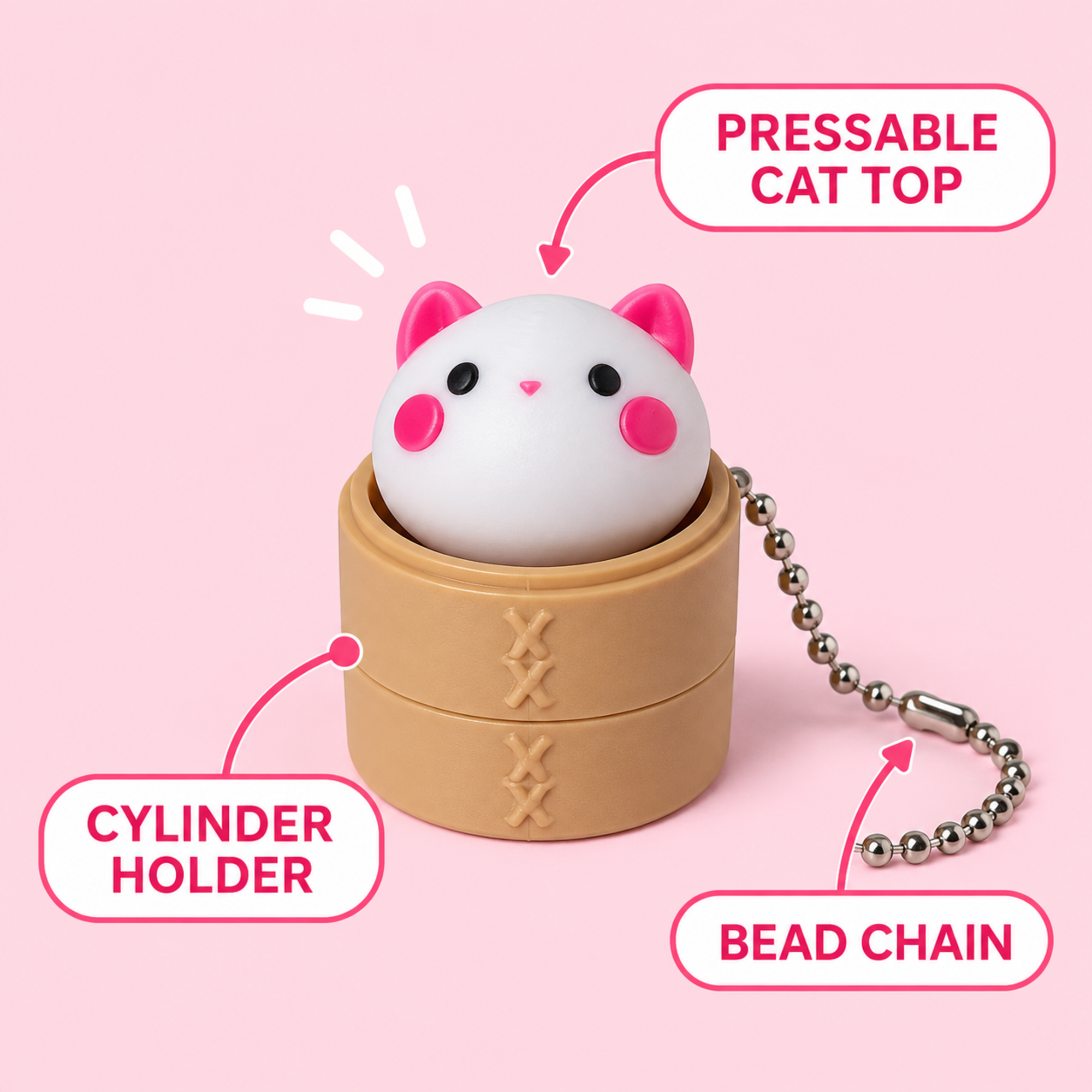 White Cat Clicker Keychain (Foto 6)
