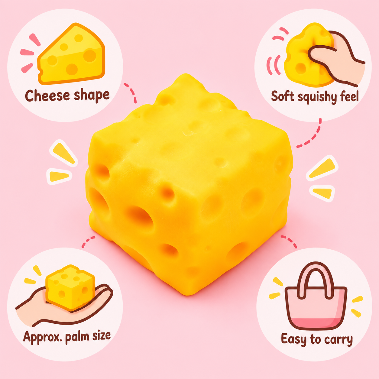 Cheese Block Squishy｜低反発スクイーズ・ストレス解消おもちゃ