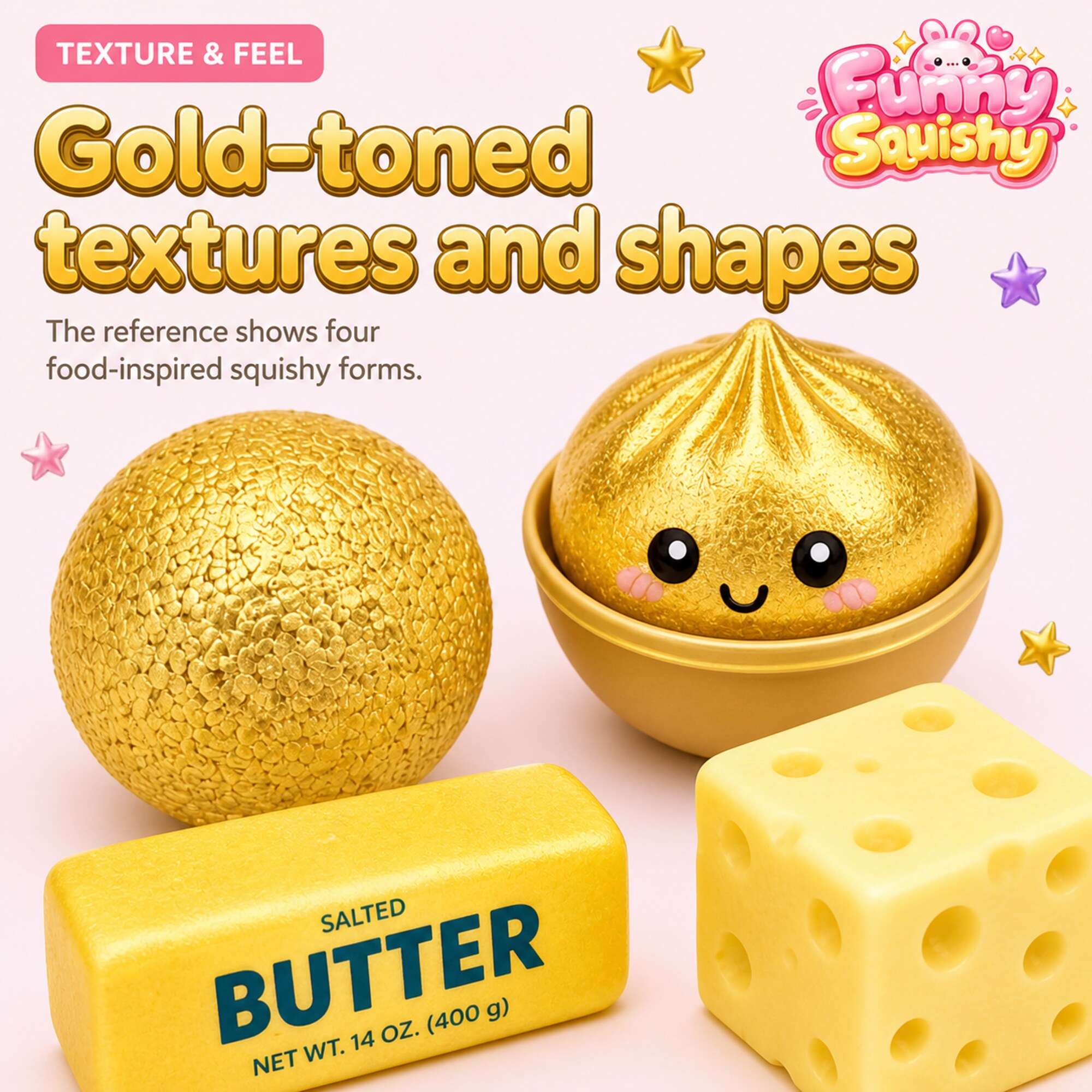 Gold Squishy Fun Box – 4-Piece Mystery Set (foto 3)