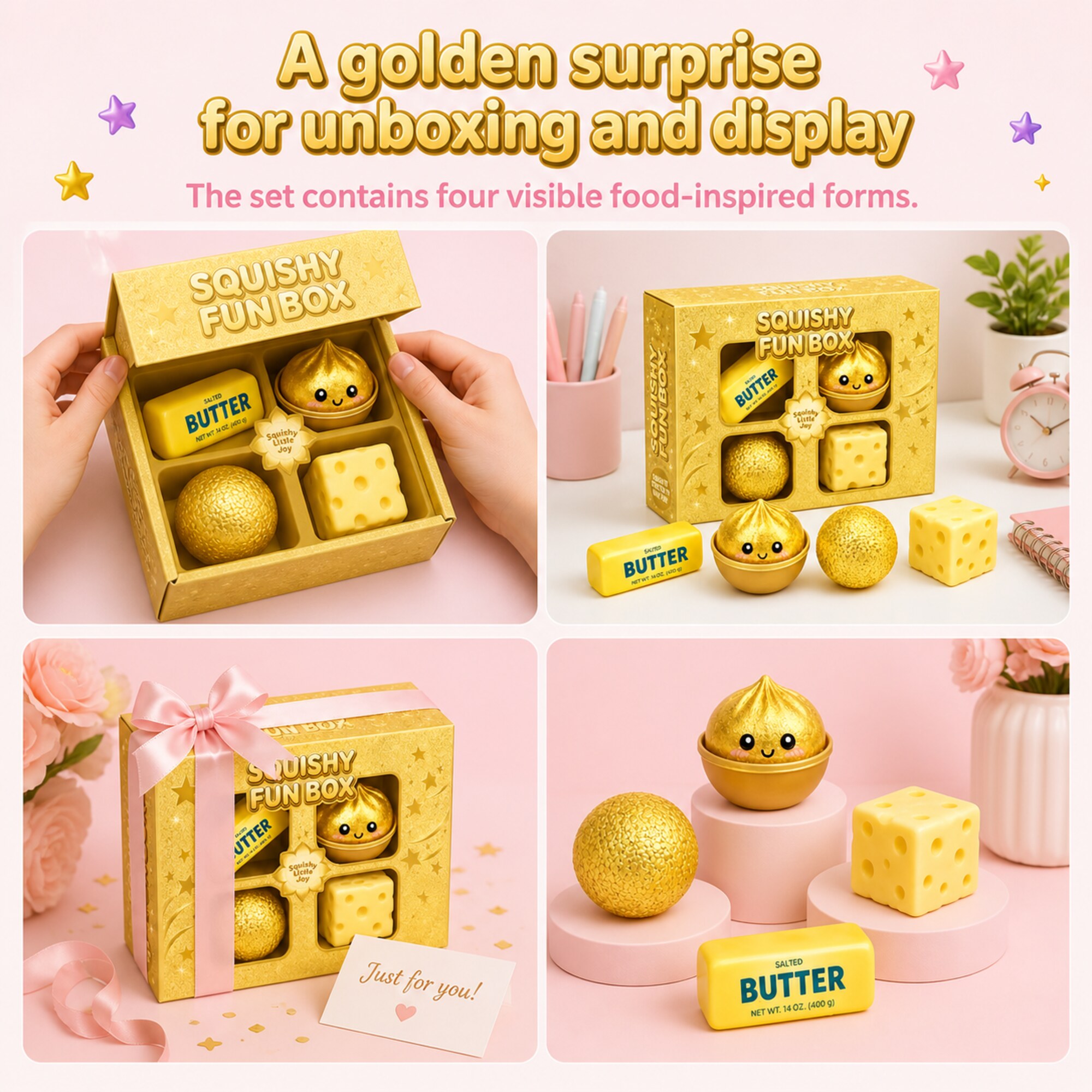 Gold Squishy Fun Box – 4-Piece Mystery Set (foto 6)