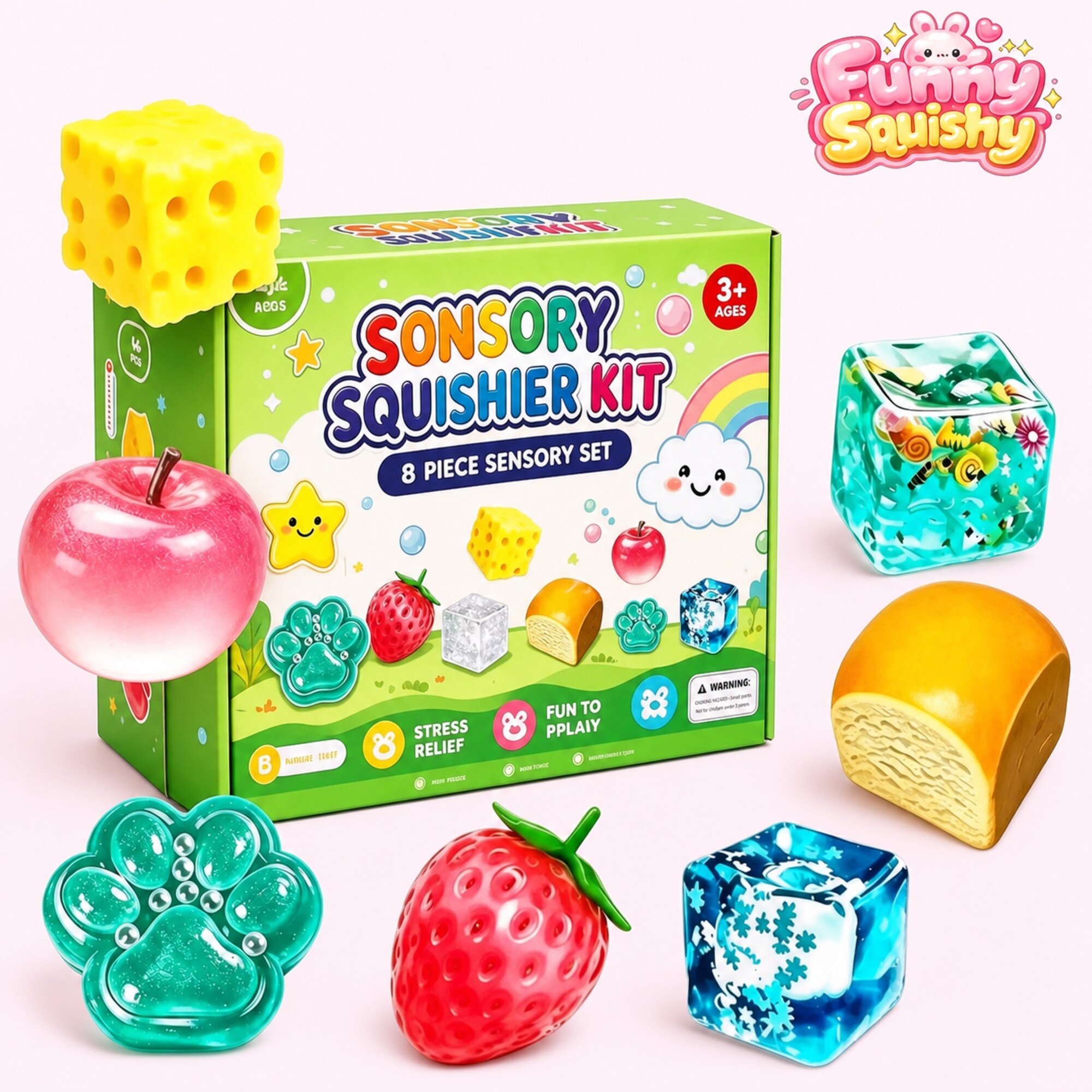 Green Sensory Squishier Kit – 8-Piece Mystery Set