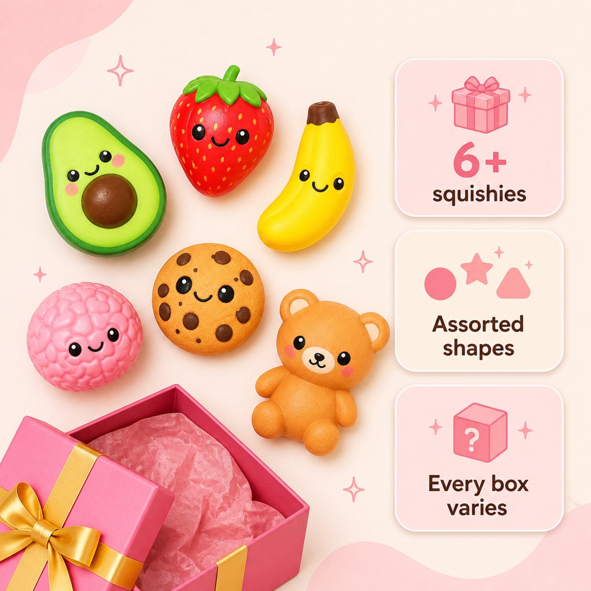 Lucky Dip Squishy Mystery Box – 6+ Piece AssortmentфотоСуфікс