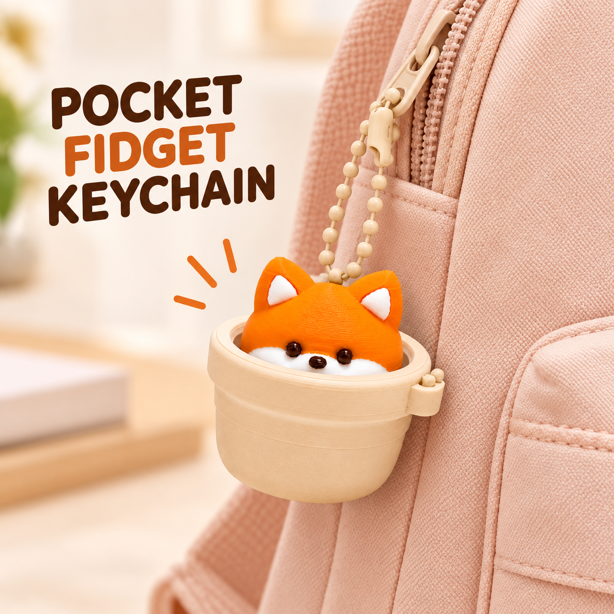 Orange Fox Pop-Up Clicker Keychain（写真5枚目）
