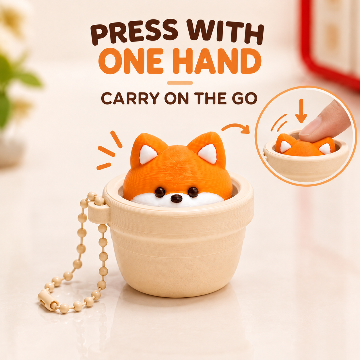 Orange Fox Pop-Up Clicker Keychain（写真6枚目）