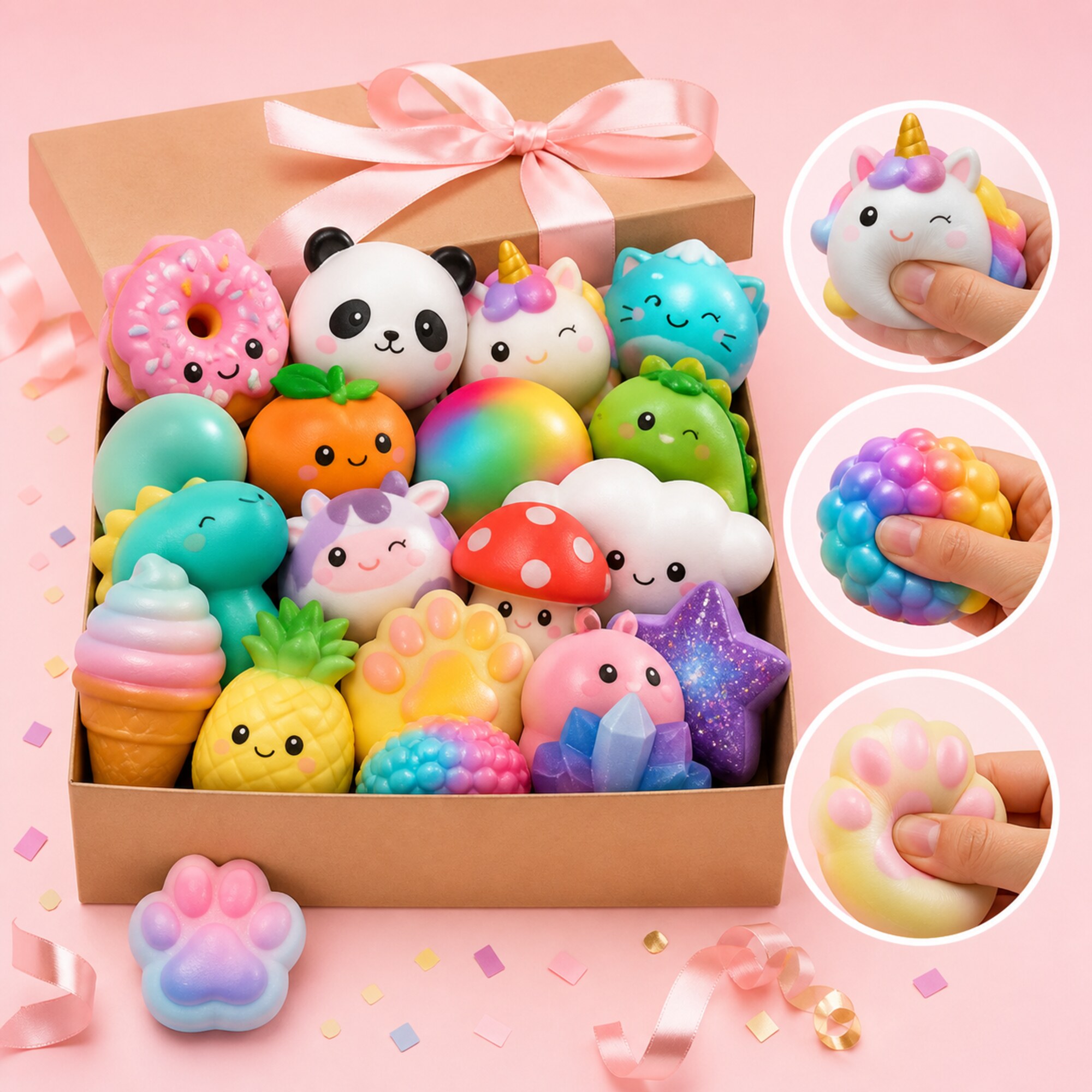 Party Surprise squishy mystery box with 15 or more assorted squishies