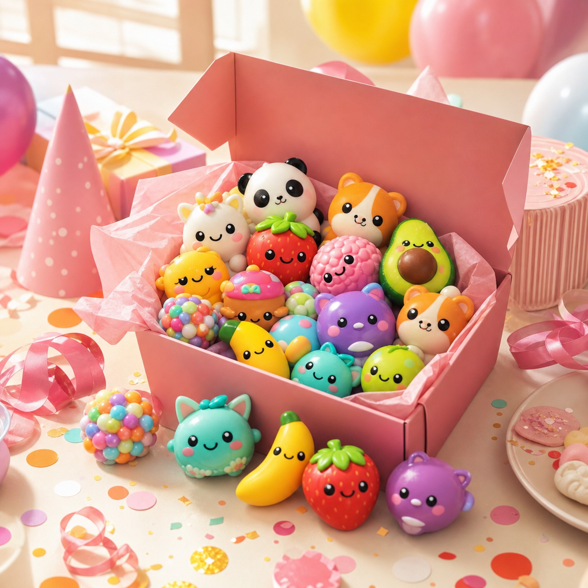 Party Surprise squishy mystery box with 15 or more assorted squishies