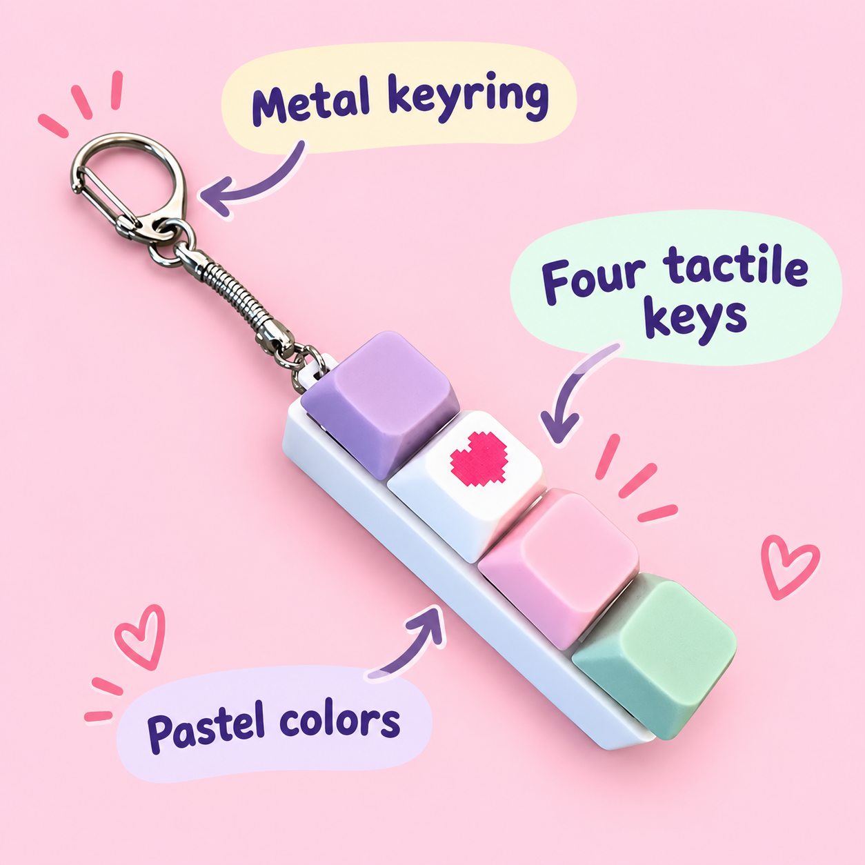 Pastel Keyboard Keychain｜低反発スクイーズ・ストレス解消おもちゃ