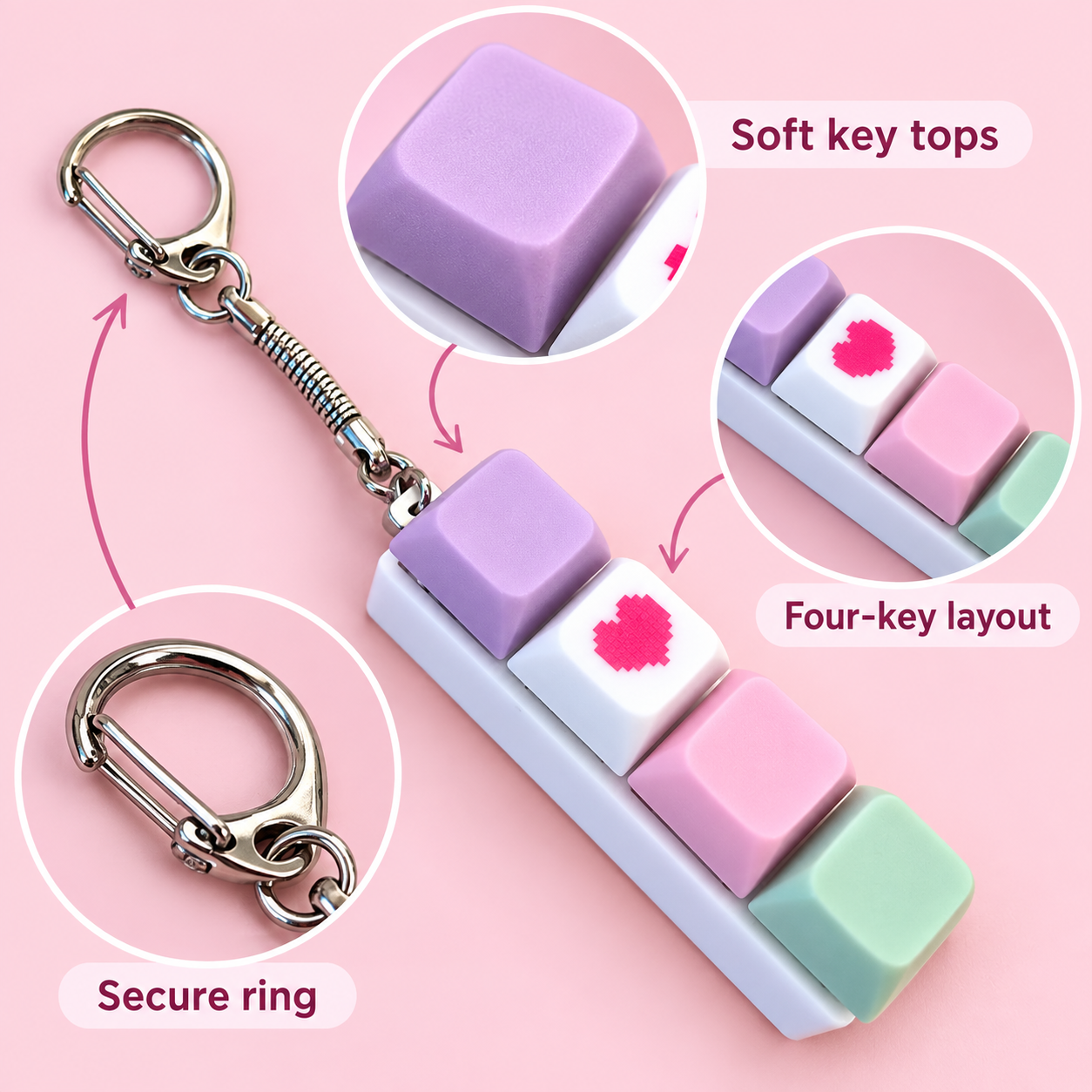 Pastel Keyboard Keychain｜低反発スクイーズ・ストレス解消おもちゃ