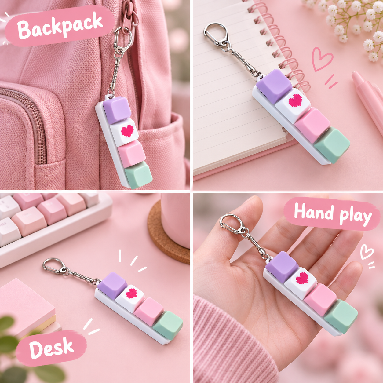 Pastel Keyboard Keychain｜低反発スクイーズ・ストレス解消おもちゃ
