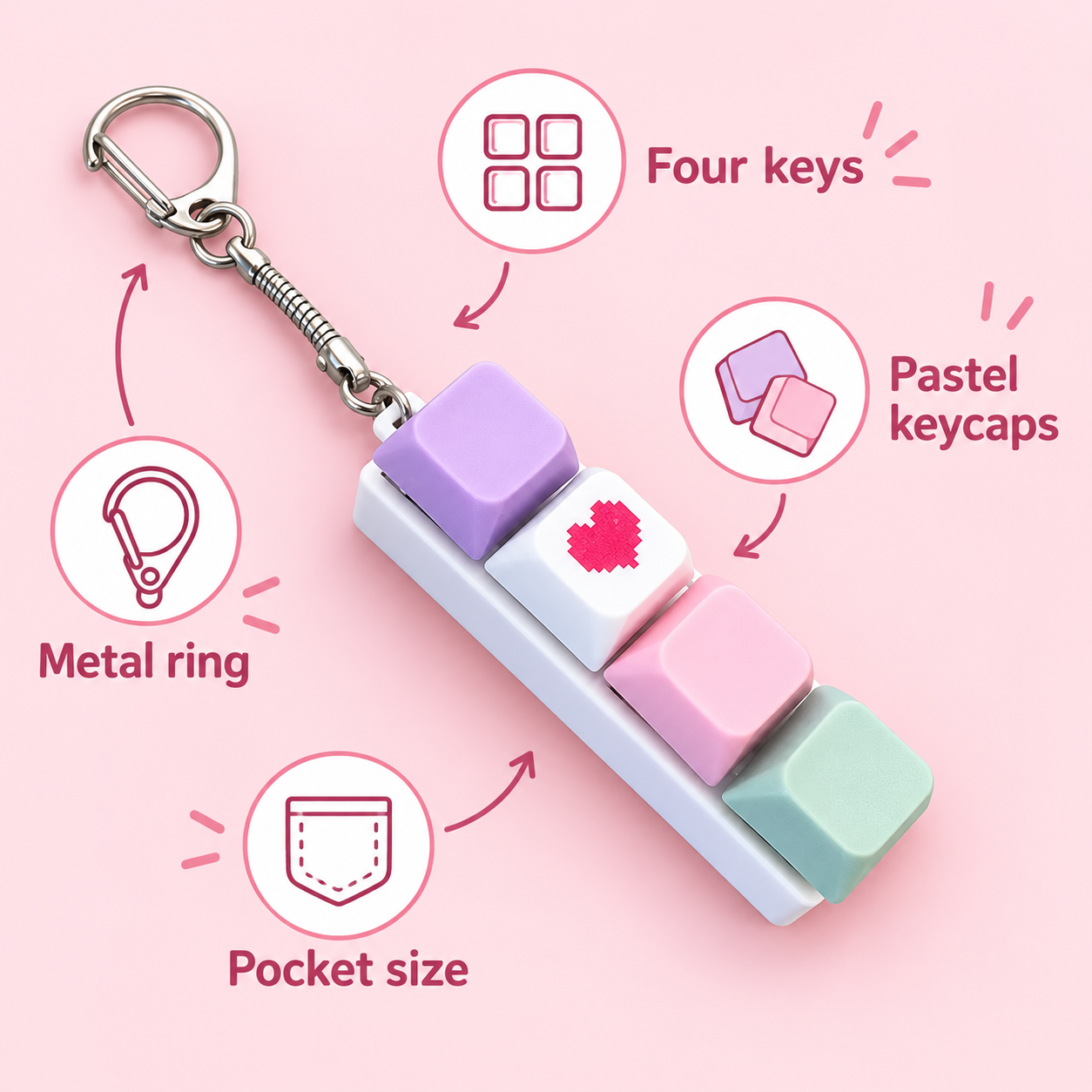 Pastel Keyboard Keychain｜低反発スクイーズ・ストレス解消おもちゃ